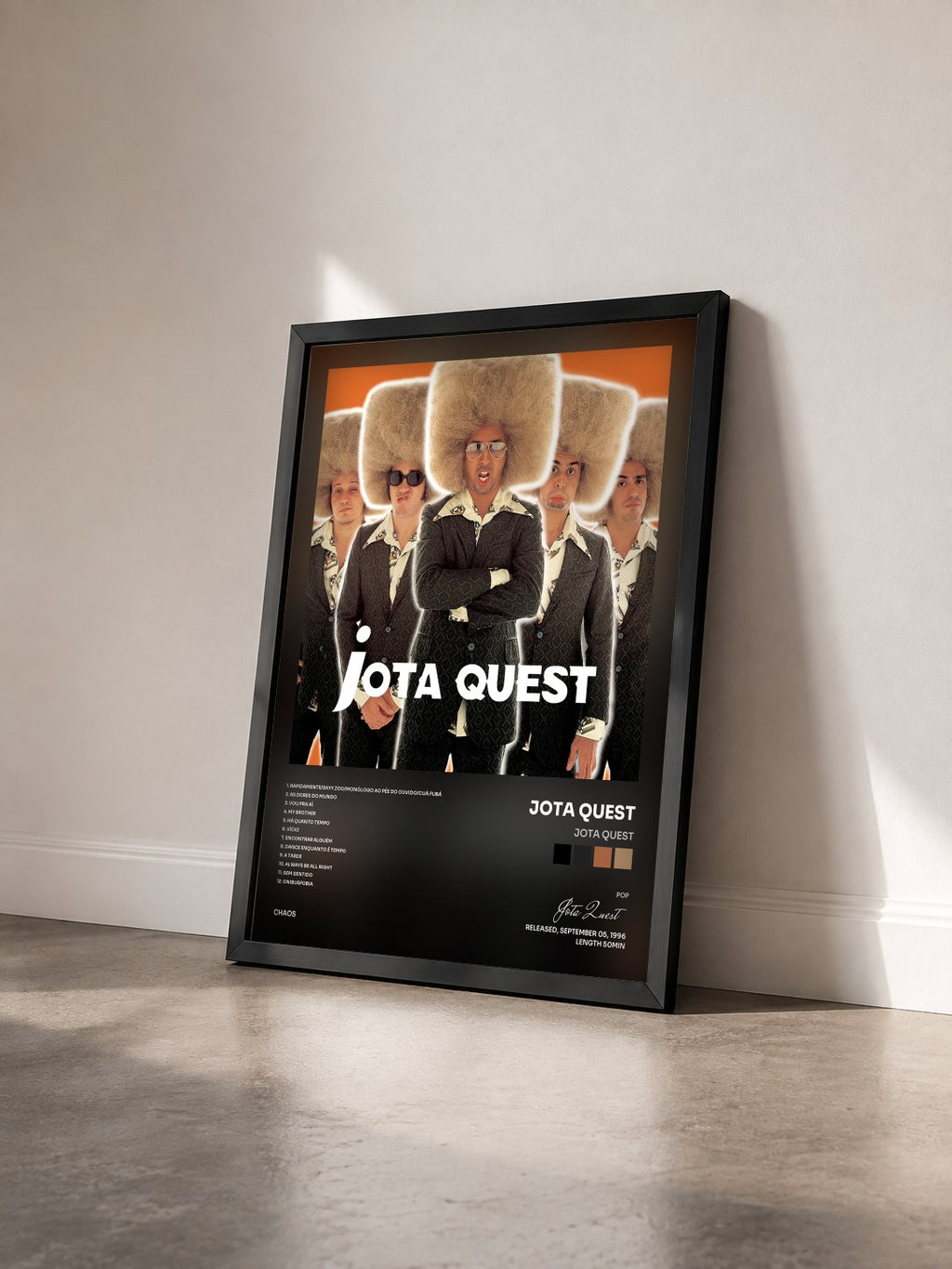 #noir Tableau de l'album Jota Quest de Jota Quest vu de trois quarts, cadre noir