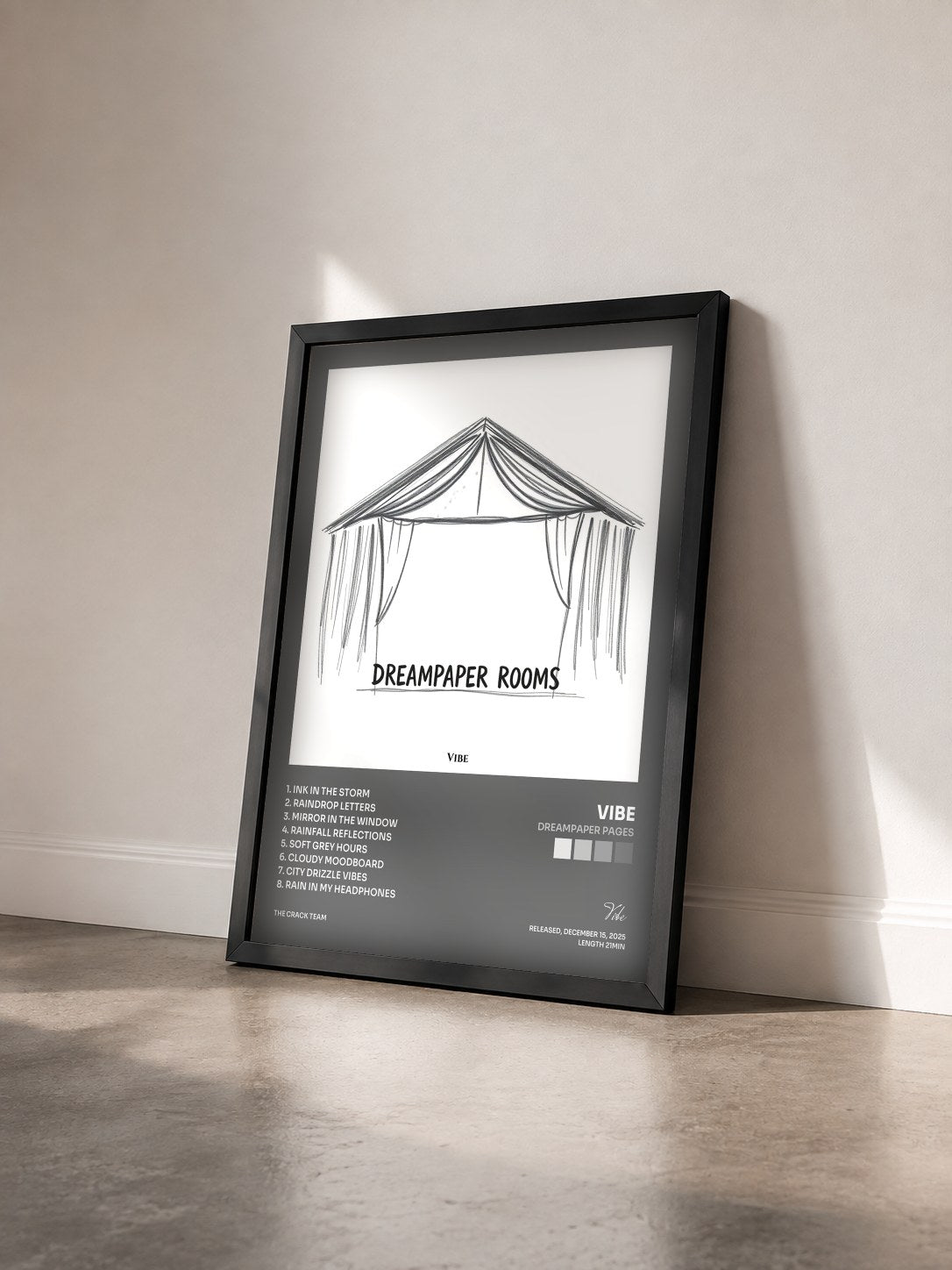 #noir Tableau de l'album Dreampaper Pages de Vibe vu de trois quarts, cadre noir