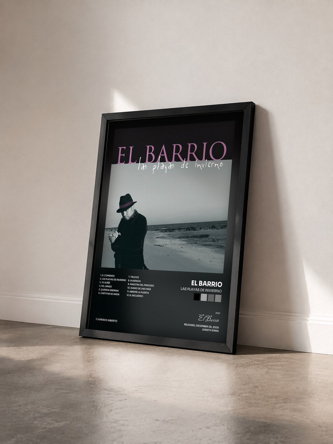 #noir Tableau de l'album Las Playas de Invierno de El Barrio vu de trois quarts, cadre noir
