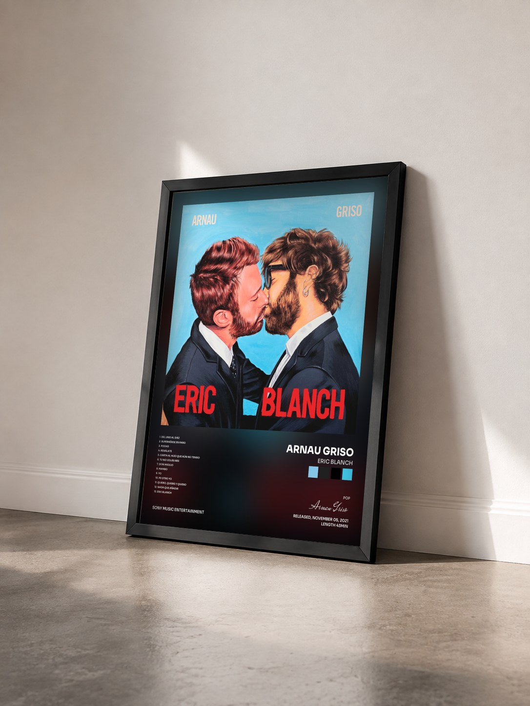 #noir Tableau de l'album Eric Blanch de Arnau Griso vu de trois quarts, cadre noir