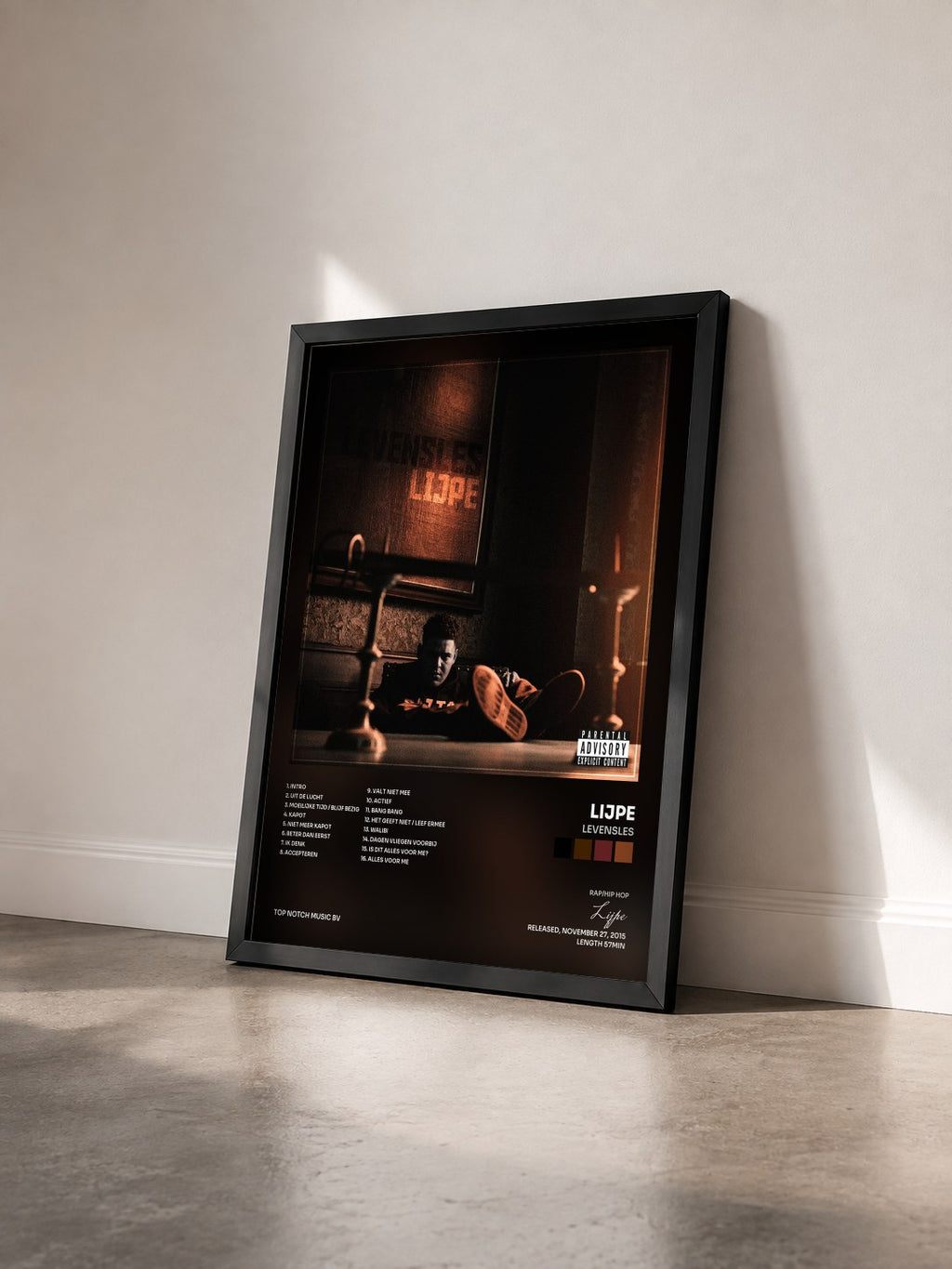 #noir Tableau de l'album Levensles de Lijpe vu de trois quarts, cadre noir