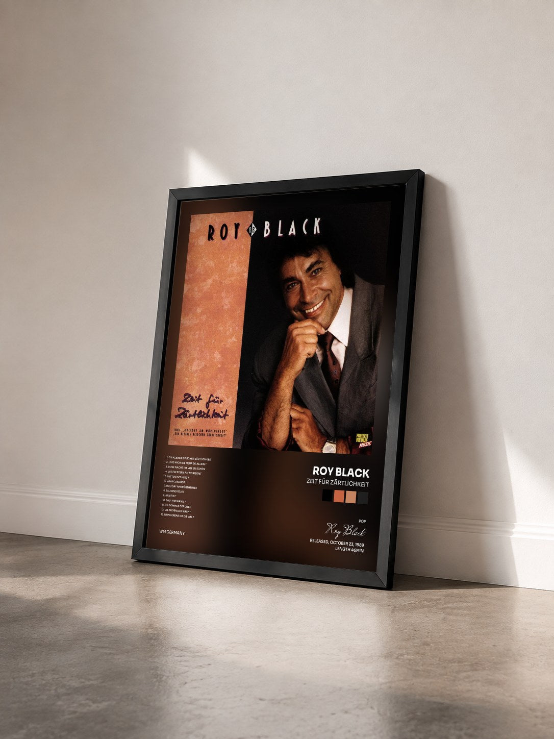 #noir Tableau de l'album Zeit Für Zärtlichkeit de Roy Black vu de trois quarts, cadre noir