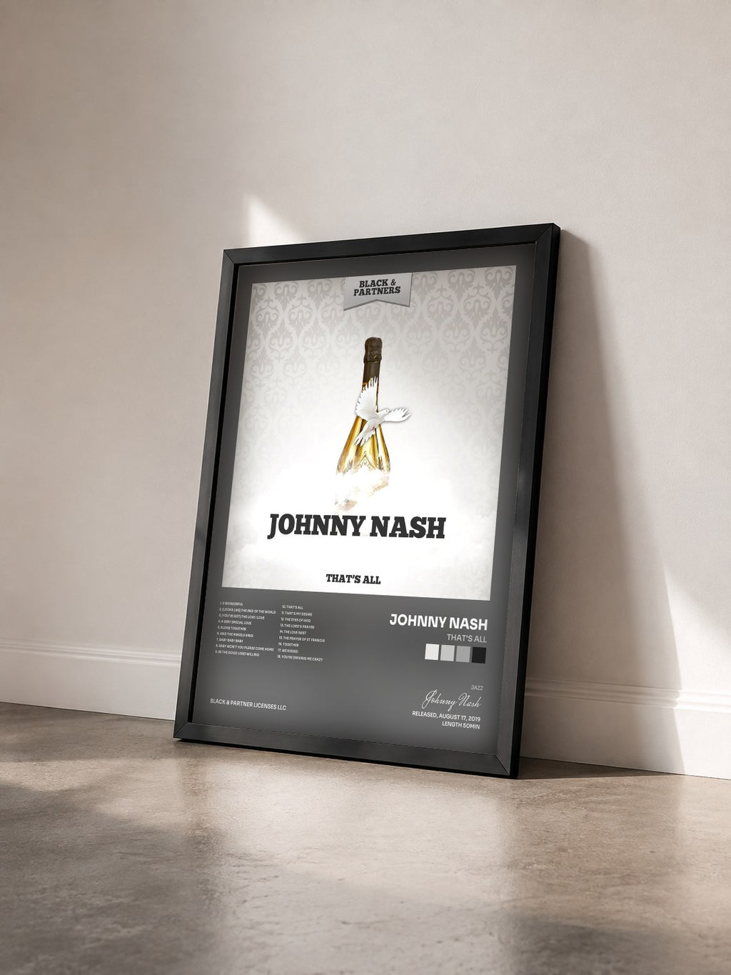 #noir Tableau de l'album That's All de Johnny Nash vu de trois quarts, cadre noir