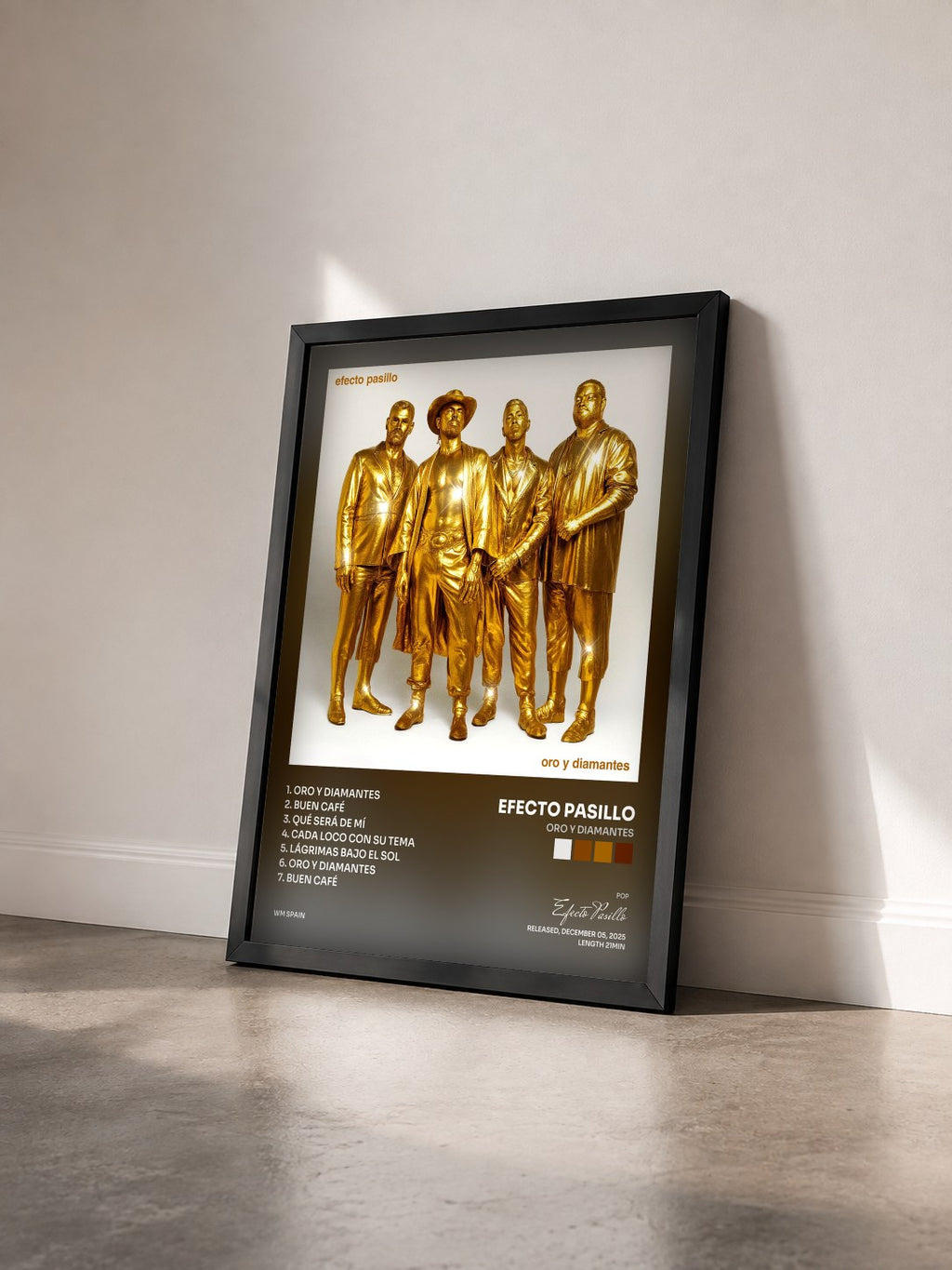 #noir Tableau de l'album Oro y Diamantes de Efecto Pasillo vu de trois quarts, cadre noir