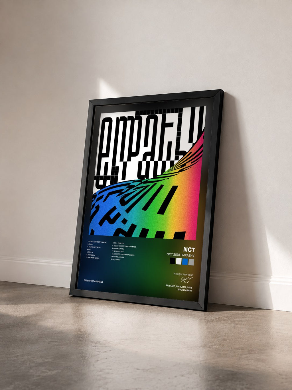 #noir Tableau de l'album NCT 2018 EMPATHY de NCT vu de trois quarts, cadre noir