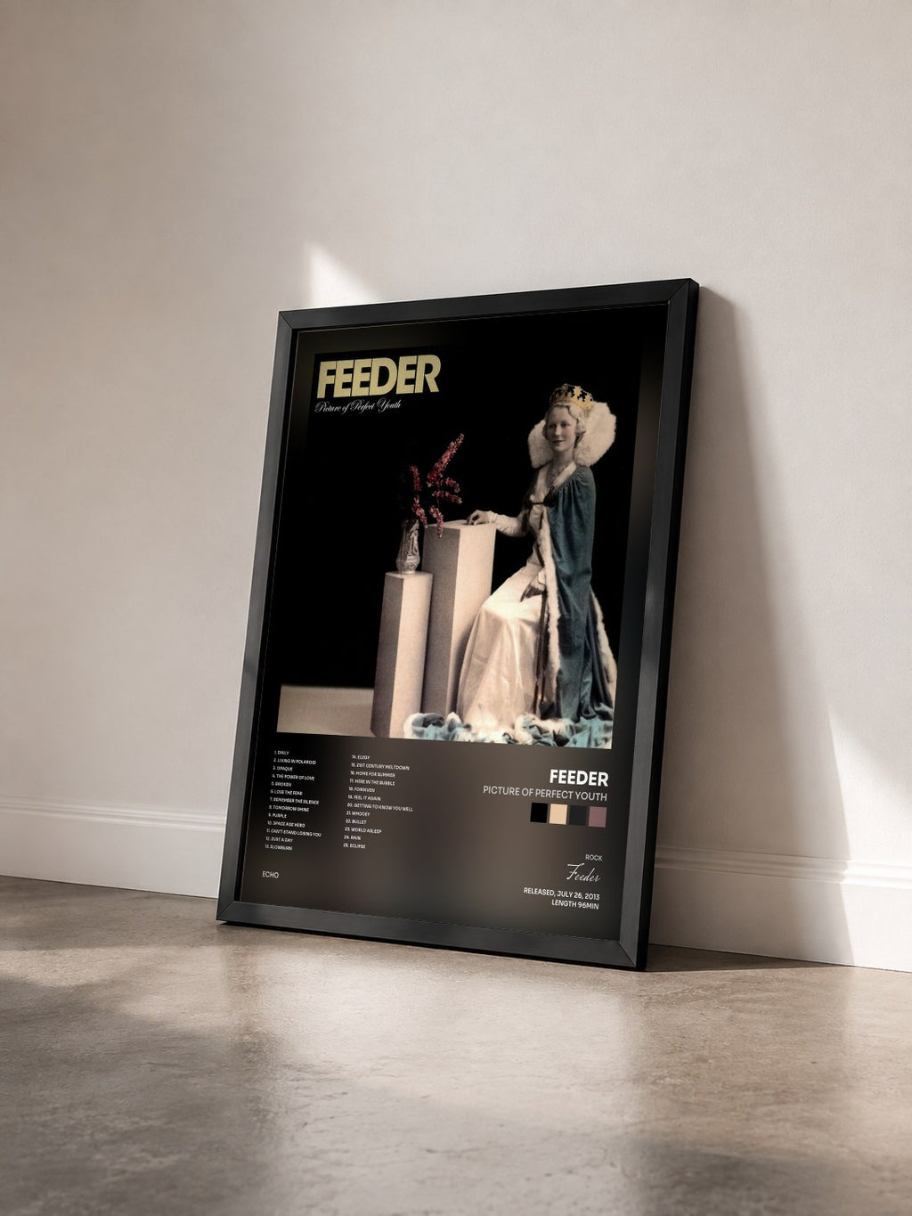 #noir Tableau de l'album Picture of Perfect Youth de Feeder vu de trois quarts, cadre noir