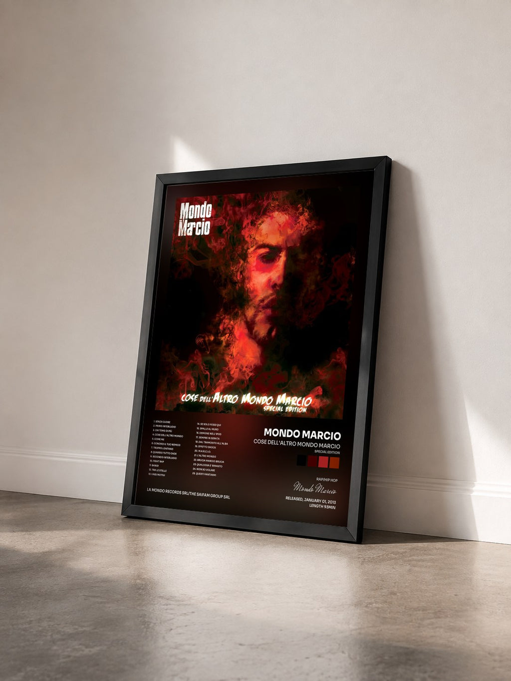 #noir Tableau de l'album Cose dell'altro Mondo Marcio (Special Edition) de Mondo Marcio vu de trois quarts, cadre noir