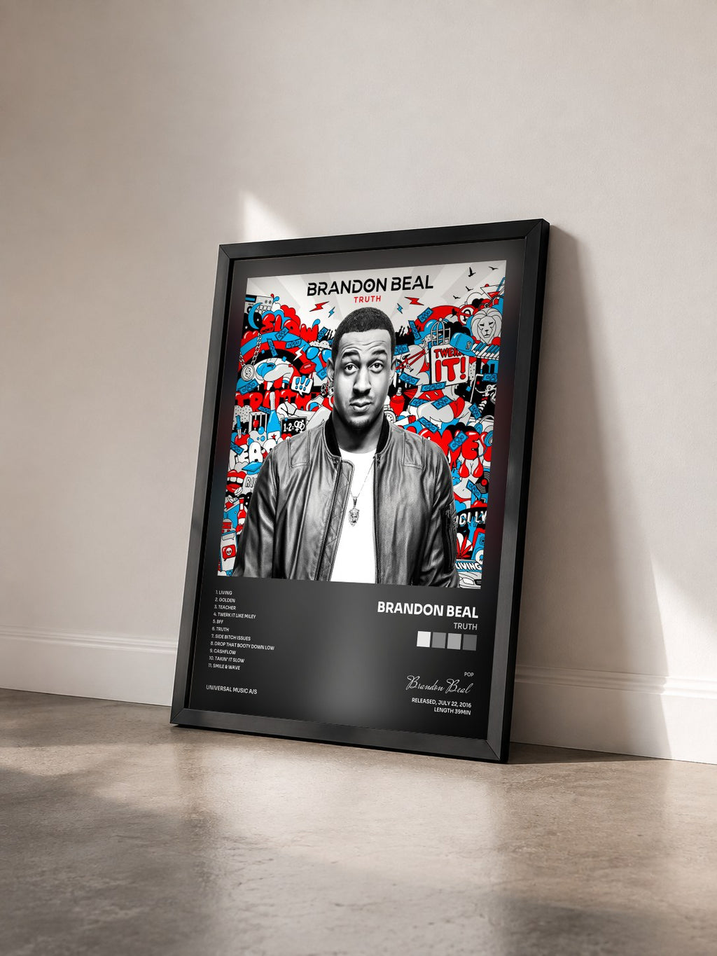 #noir Tableau de l'album Truth de Brandon Beal vu de trois quarts, cadre noir