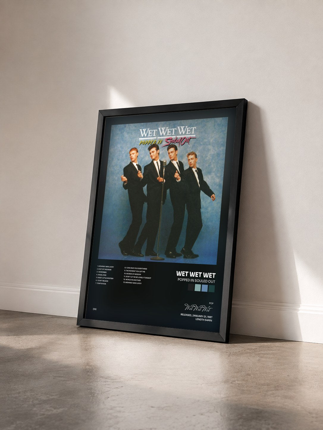 #noir Tableau de l'album Popped In Souled Out de Wet Wet Wet vu de trois quarts, cadre noir