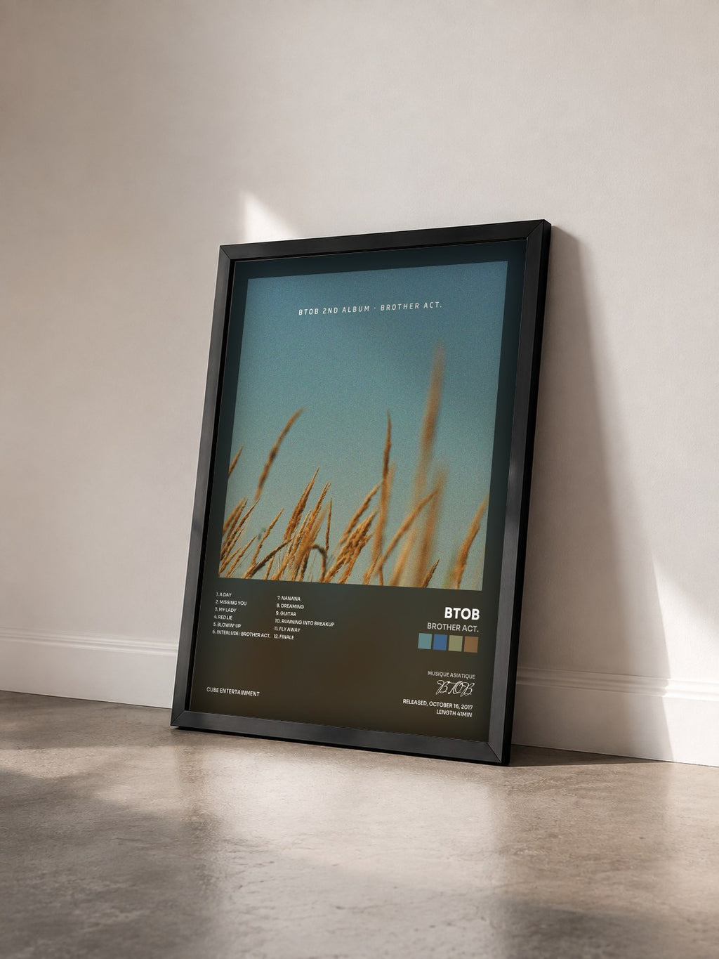 #noir Tableau de l'album Brother Act. de BTOB vu de trois quarts, cadre noir