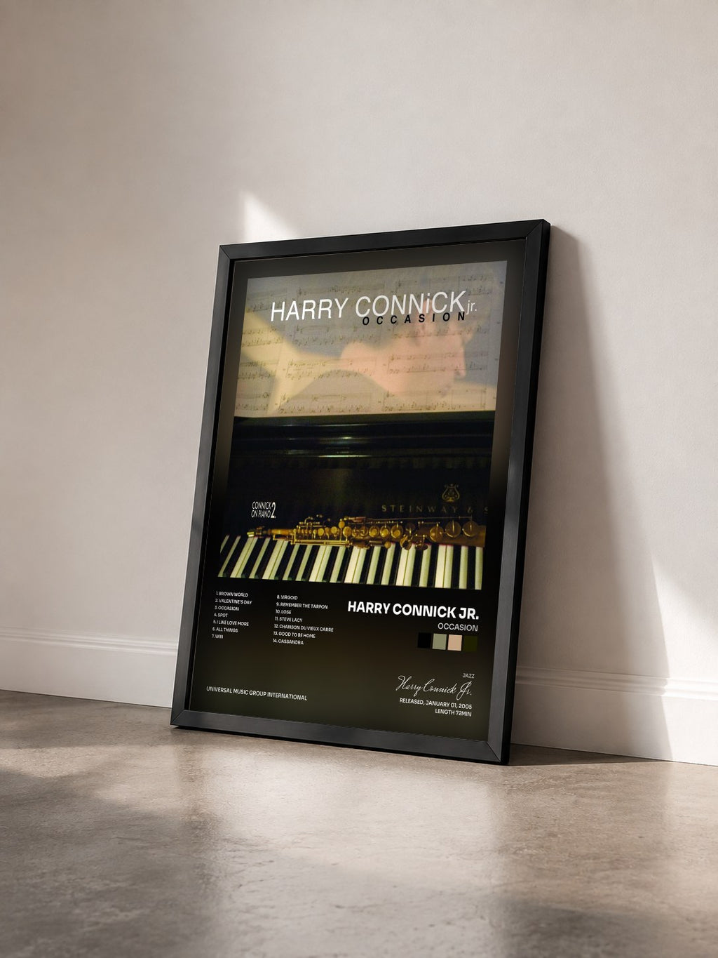 #noir Tableau de l'album Occasion de Harry Connick Jr. vu de trois quarts, cadre noir
