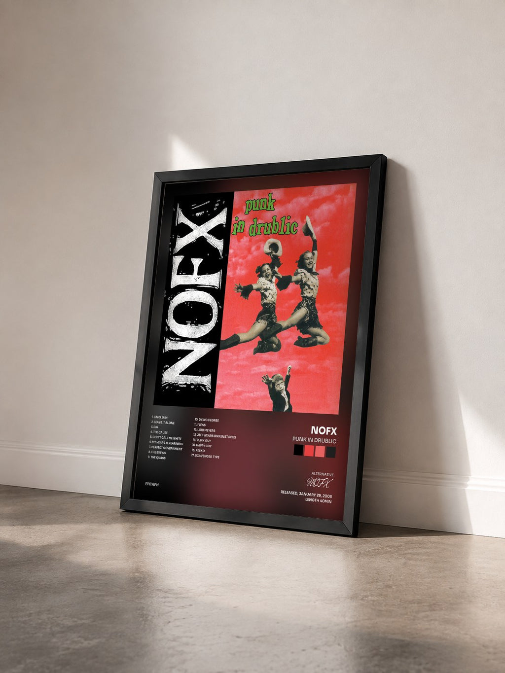 #noir Tableau de l'album Punk In Drublic de NOFX vu de trois quarts, cadre noir
