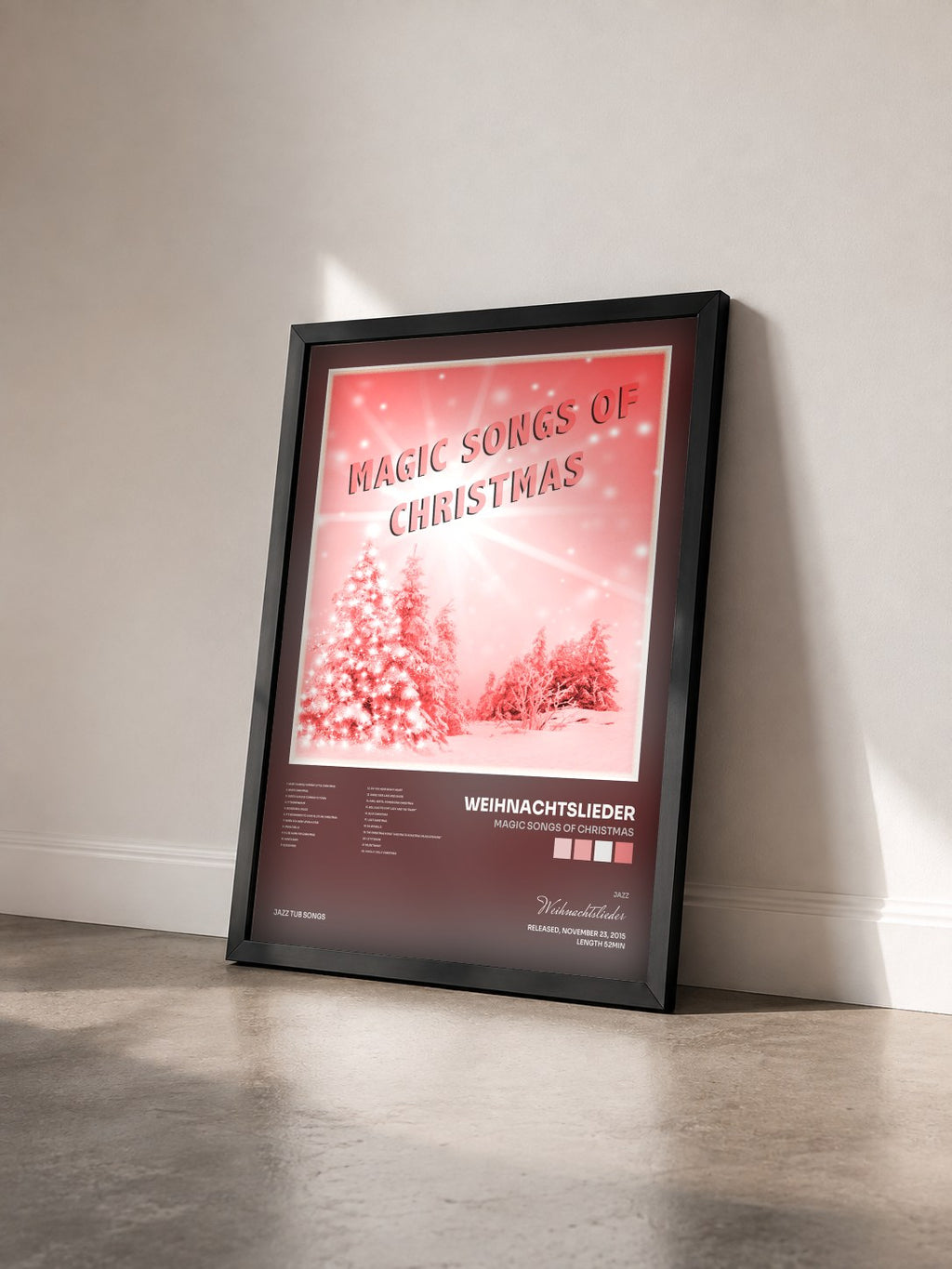 #noir Tableau de l'album Magic Songs of Christmas de Weihnachtslieder vu de trois quarts, cadre noir