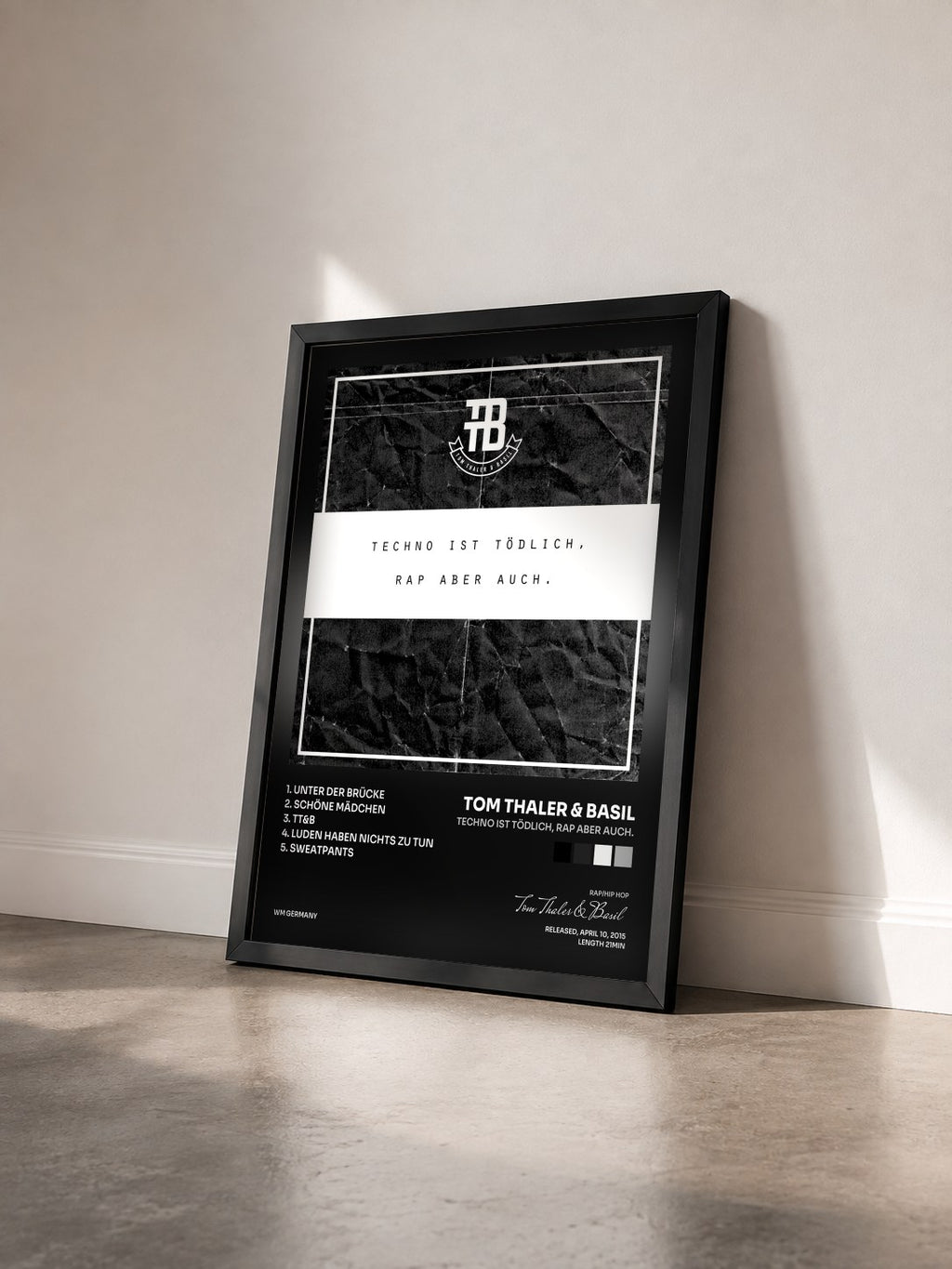 #noir Tableau de l'album Techno ist tödlich, Rap aber auch. de Tom Thaler & Basil vu de trois quarts, cadre noir