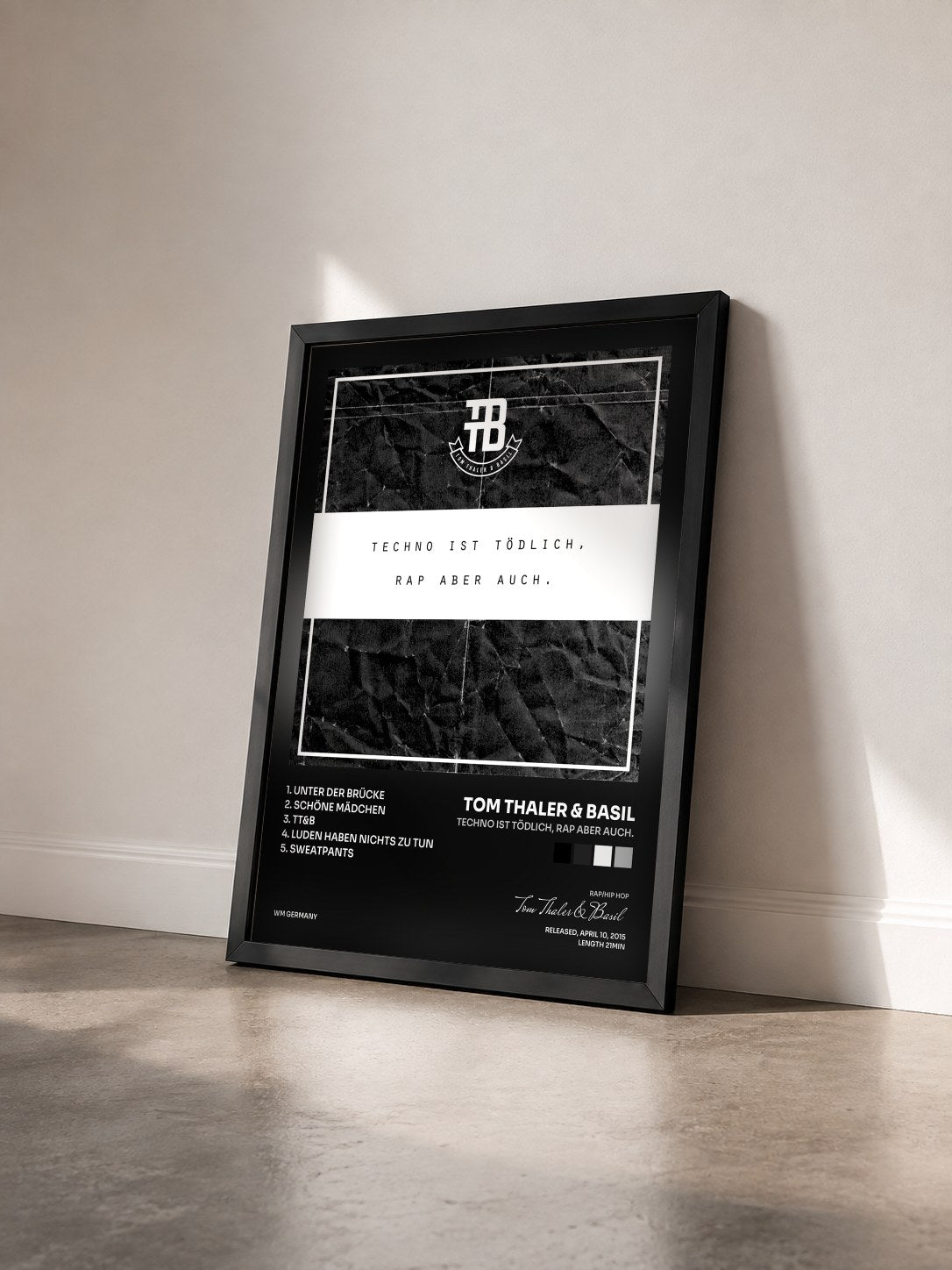 #noir Tableau de l'album Techno ist tödlich, Rap aber auch. de Tom Thaler & Basil vu de trois quarts, cadre noir
