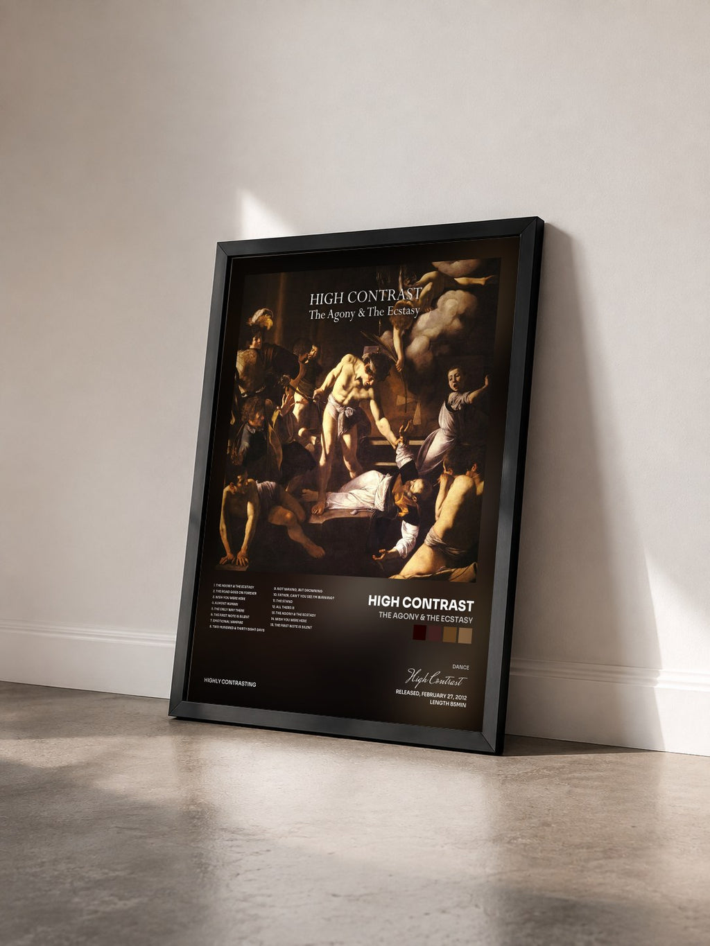 #noir Tableau de l'album The Agony & The Ecstasy de High Contrast vu de trois quarts, cadre noir