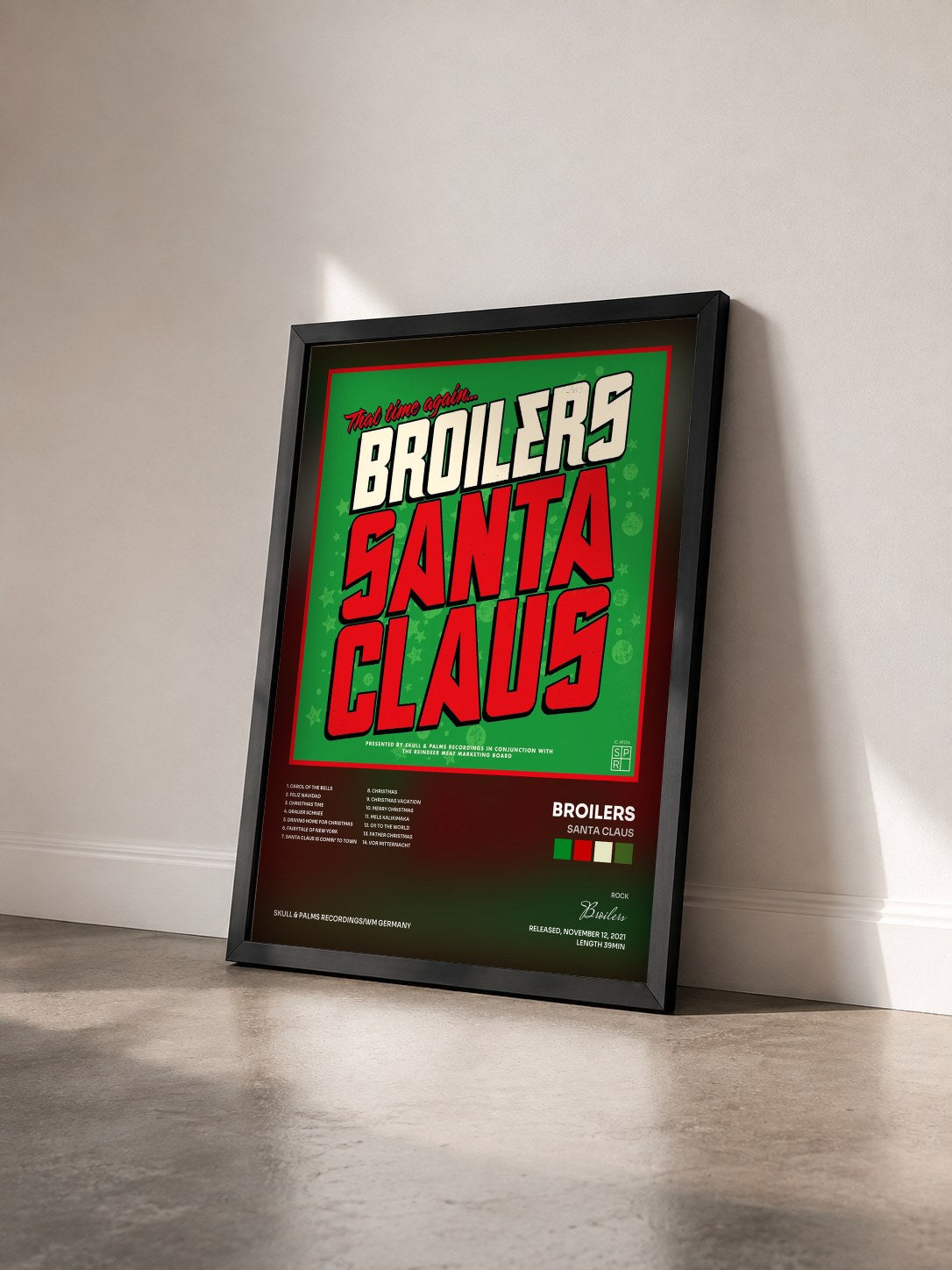 #noir Tableau de l'album Santa Claus de Broilers vu de trois quarts, cadre noir