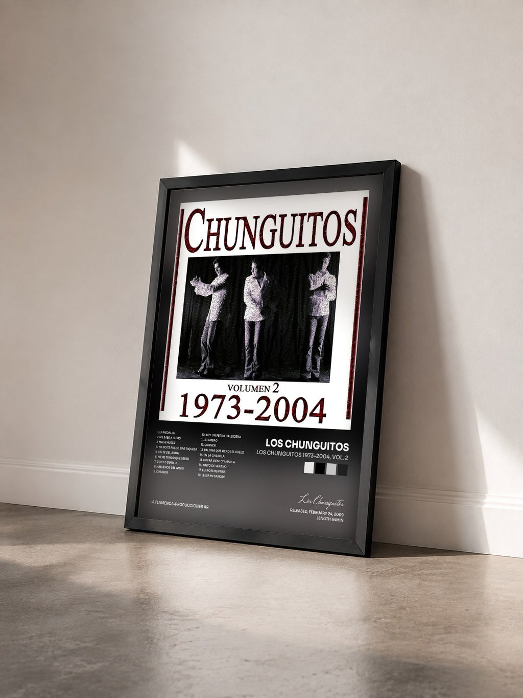 #noir Tableau de l'album Los Chunguitos 1973-2004, Vol. 2 de Los Chunguitos vu de trois quarts, cadre noir