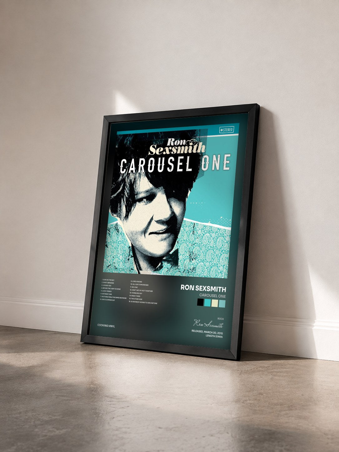 #noir Tableau de l'album Carousel One de Ron Sexsmith vu de trois quarts, cadre noir
