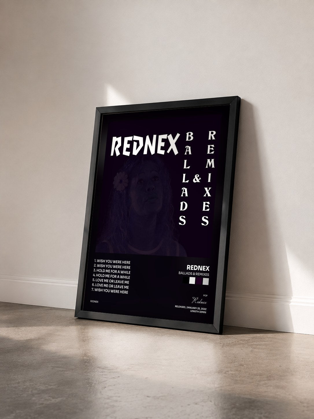 #noir Tableau de l'album Ballads & Remixes de Rednex vu de trois quarts, cadre noir
