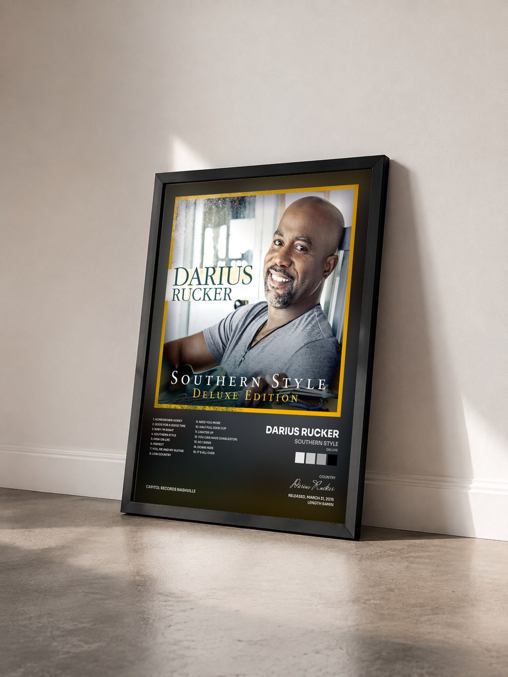 #noir Tableau de l'album Southern Style (Deluxe) de Darius Rucker vu de trois quarts, cadre noir