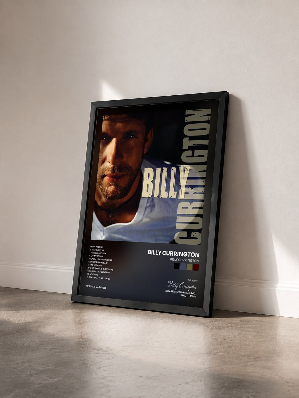 #noir Tableau de l'album Billy Currington de Billy Currington vu de trois quarts, cadre noir