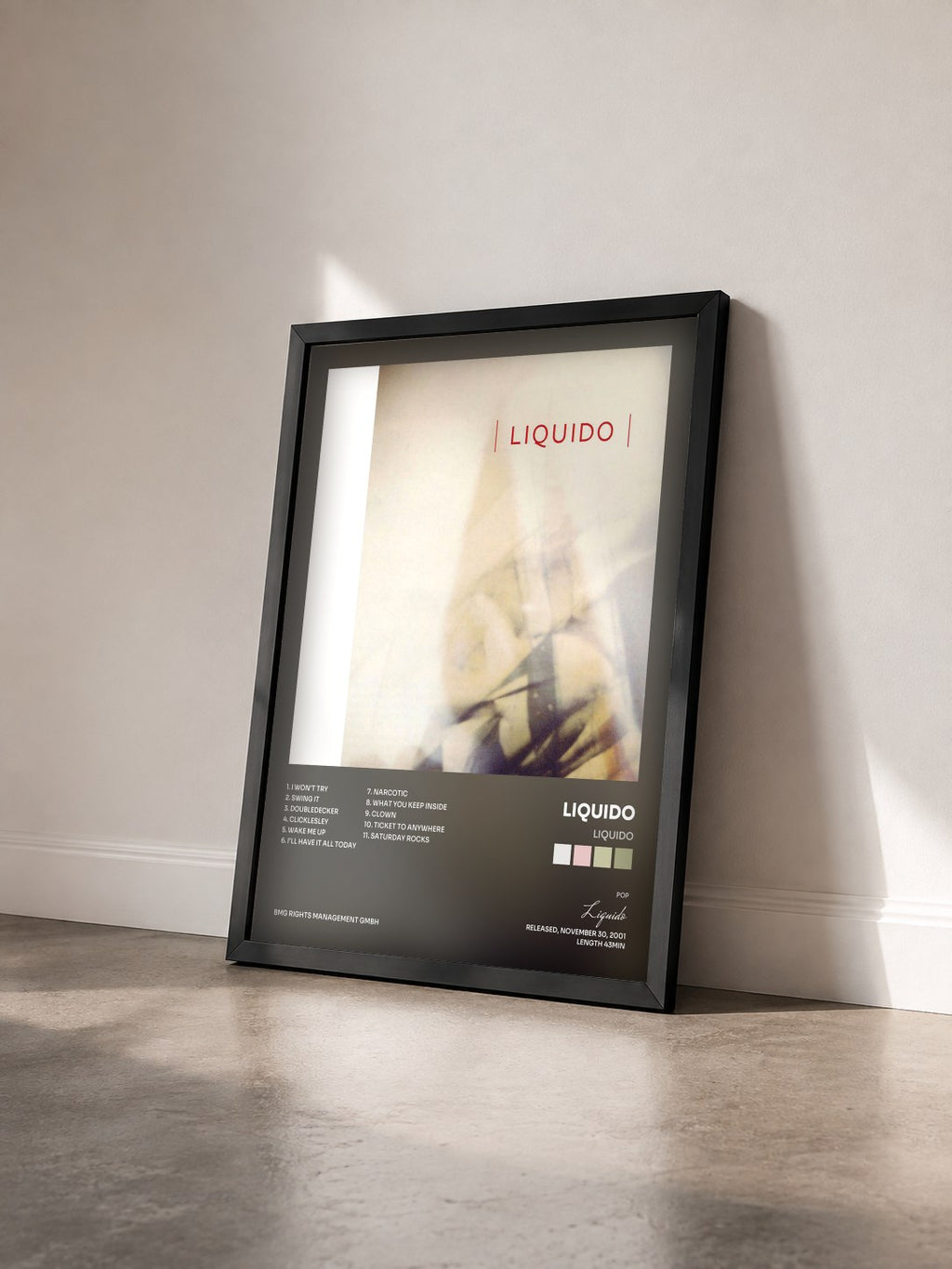 #noir Tableau de l'album Liquido de Liquido vu de trois quarts, cadre noir