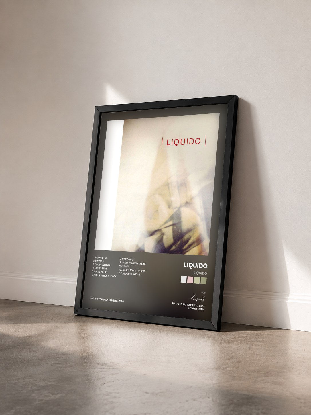 #noir Tableau de l'album Liquido de Liquido vu de trois quarts, cadre noir