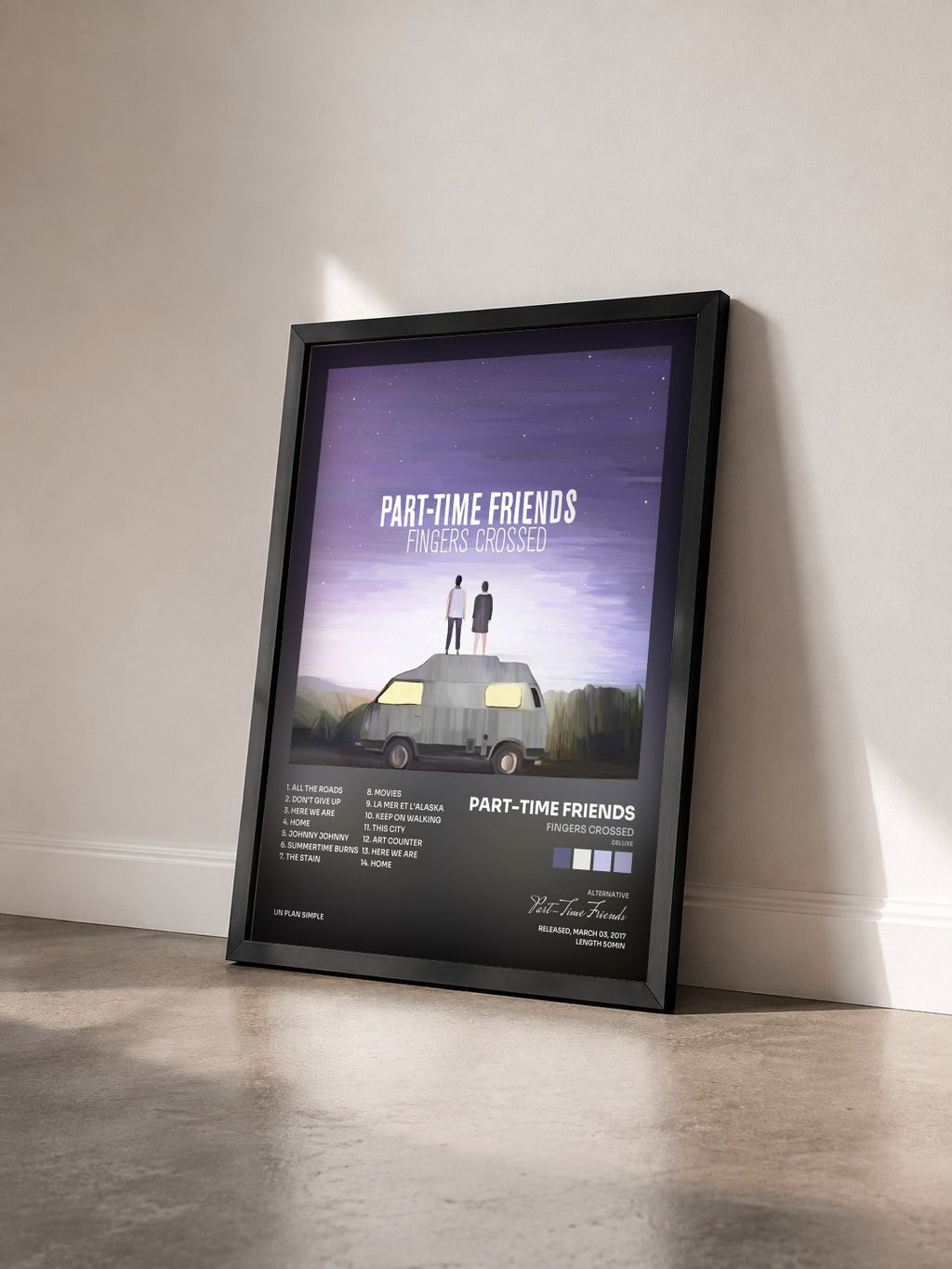 #noir Tableau de l'album Fingers Crossed (Deluxe) de Part-Time Friends vu de trois quarts, cadre noir