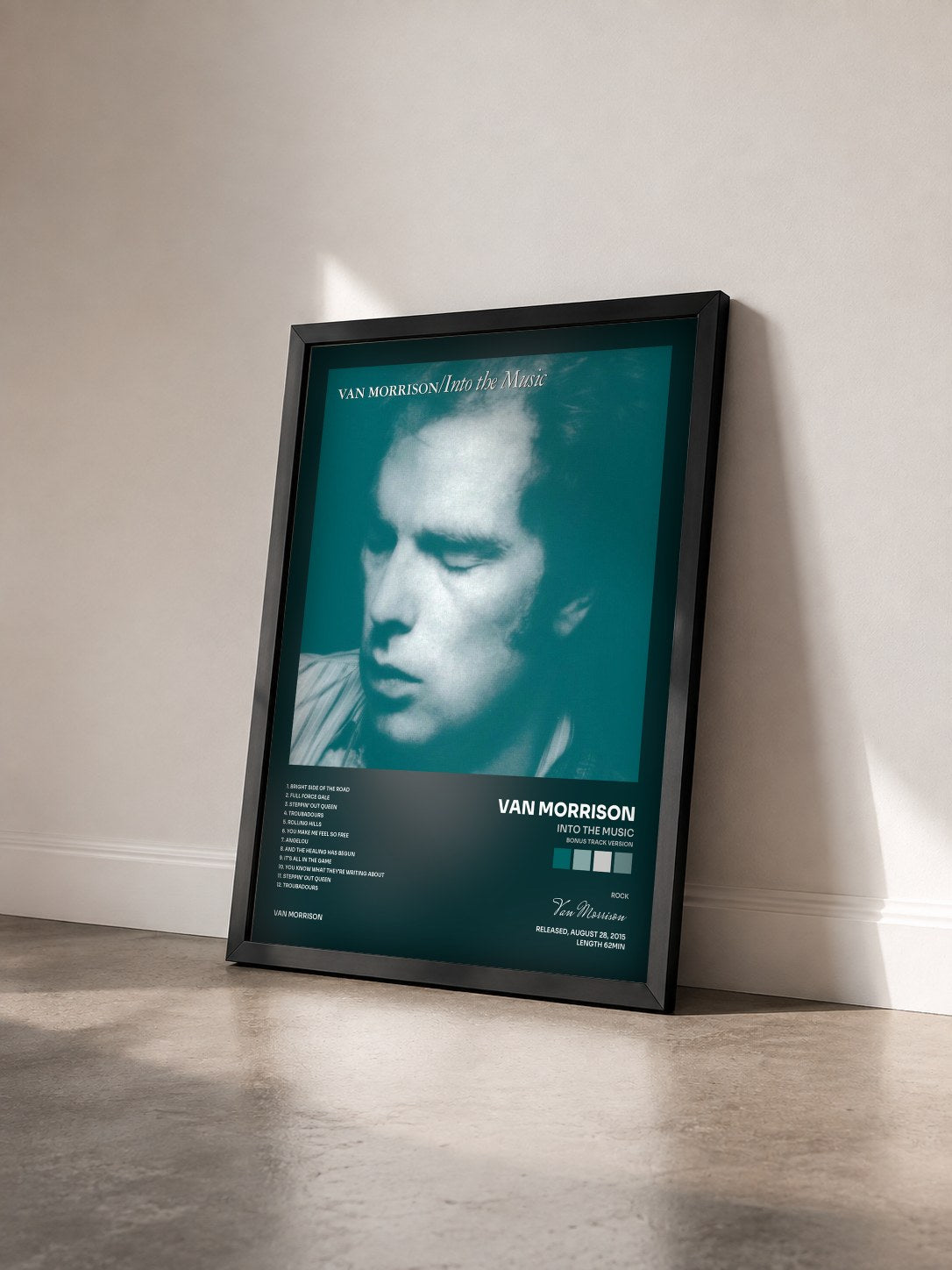#noir Tableau de l'album Into the Music (Bonus Track Version) de Van Morrison vu de trois quarts, cadre noir