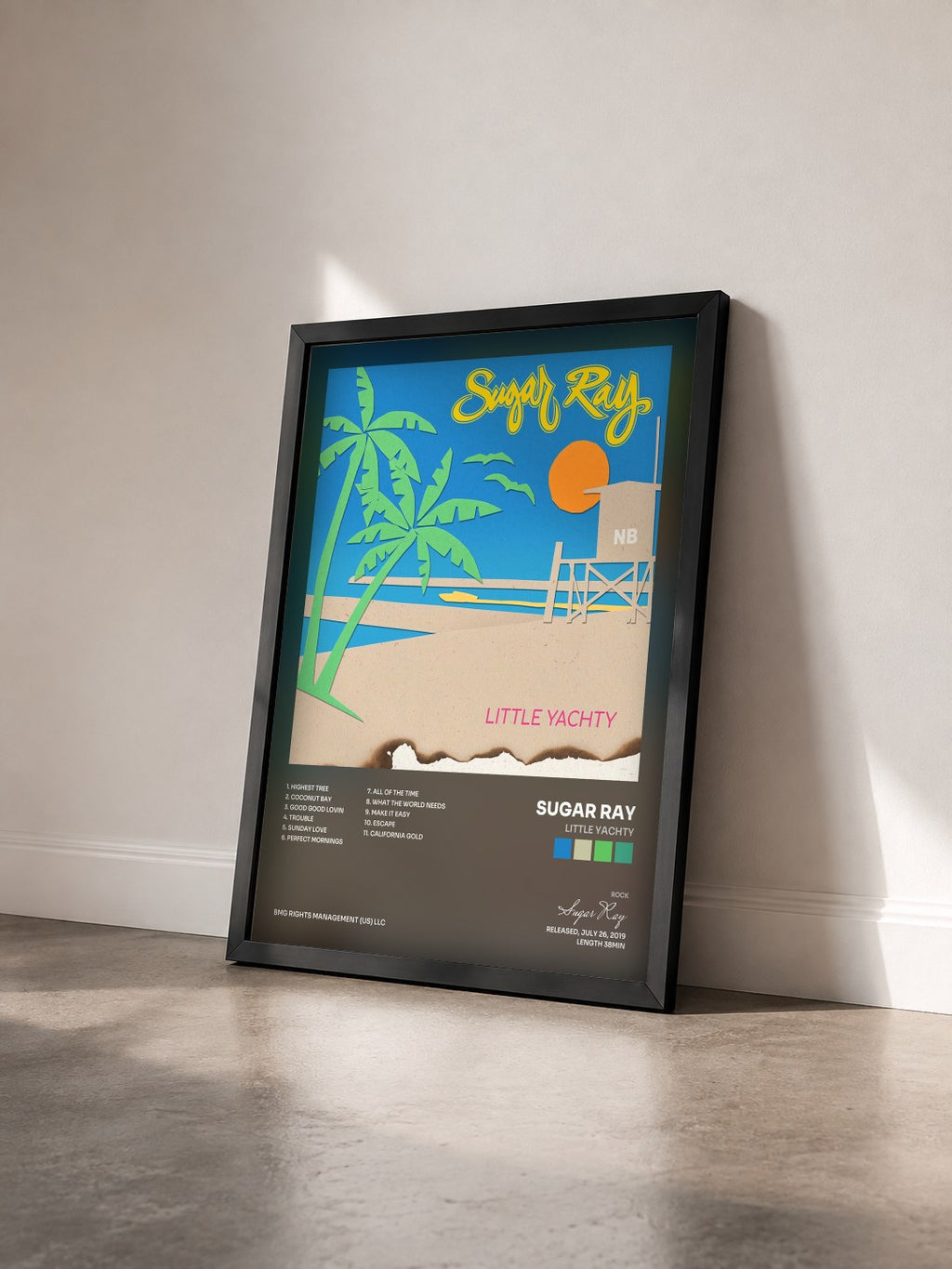 #noir Tableau de l'album Little Yachty de Sugar Ray vu de trois quarts, cadre noir