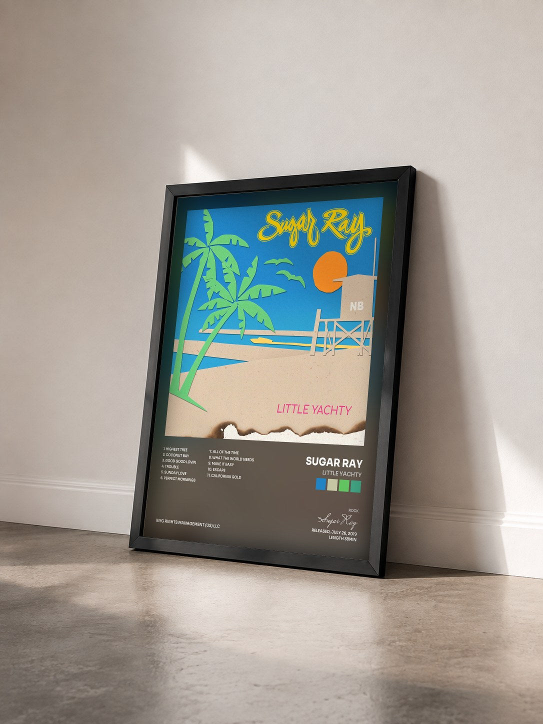 #noir Tableau de l'album Little Yachty de Sugar Ray vu de trois quarts, cadre noir