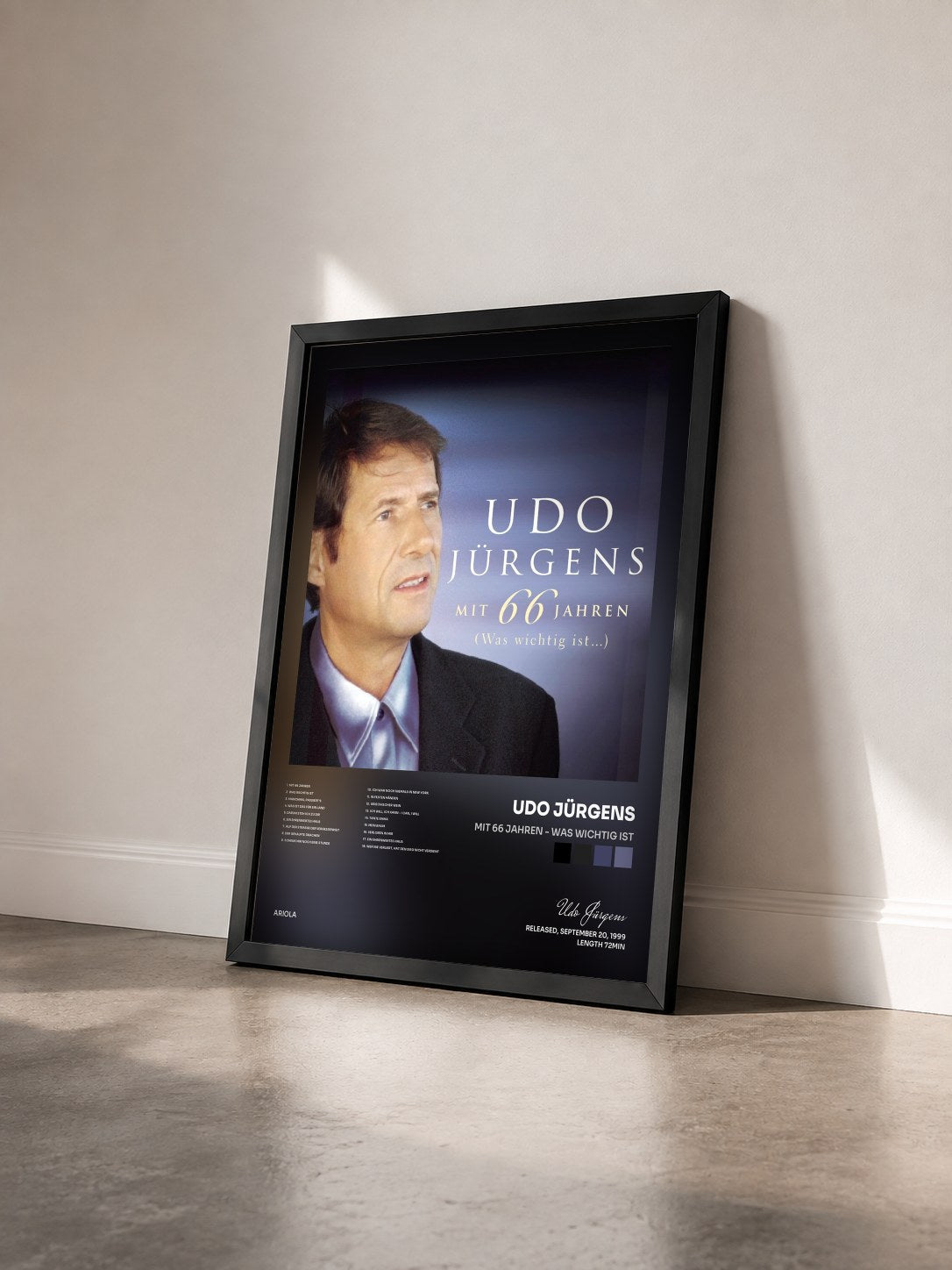 #noir Tableau de l'album Mit 66 Jahren - was wichtig ist de Udo Jürgens vu de trois quarts, cadre noir