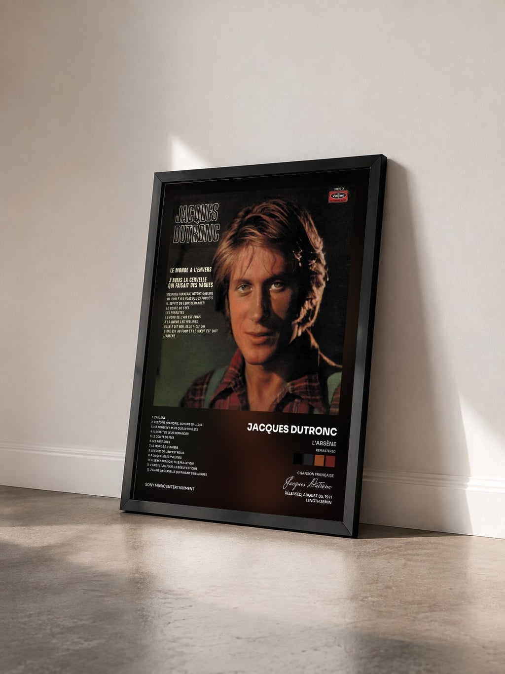 #noir Tableau de l'album L'Arsène (Remastered) de Jacques Dutronc vu de trois quarts, cadre noir