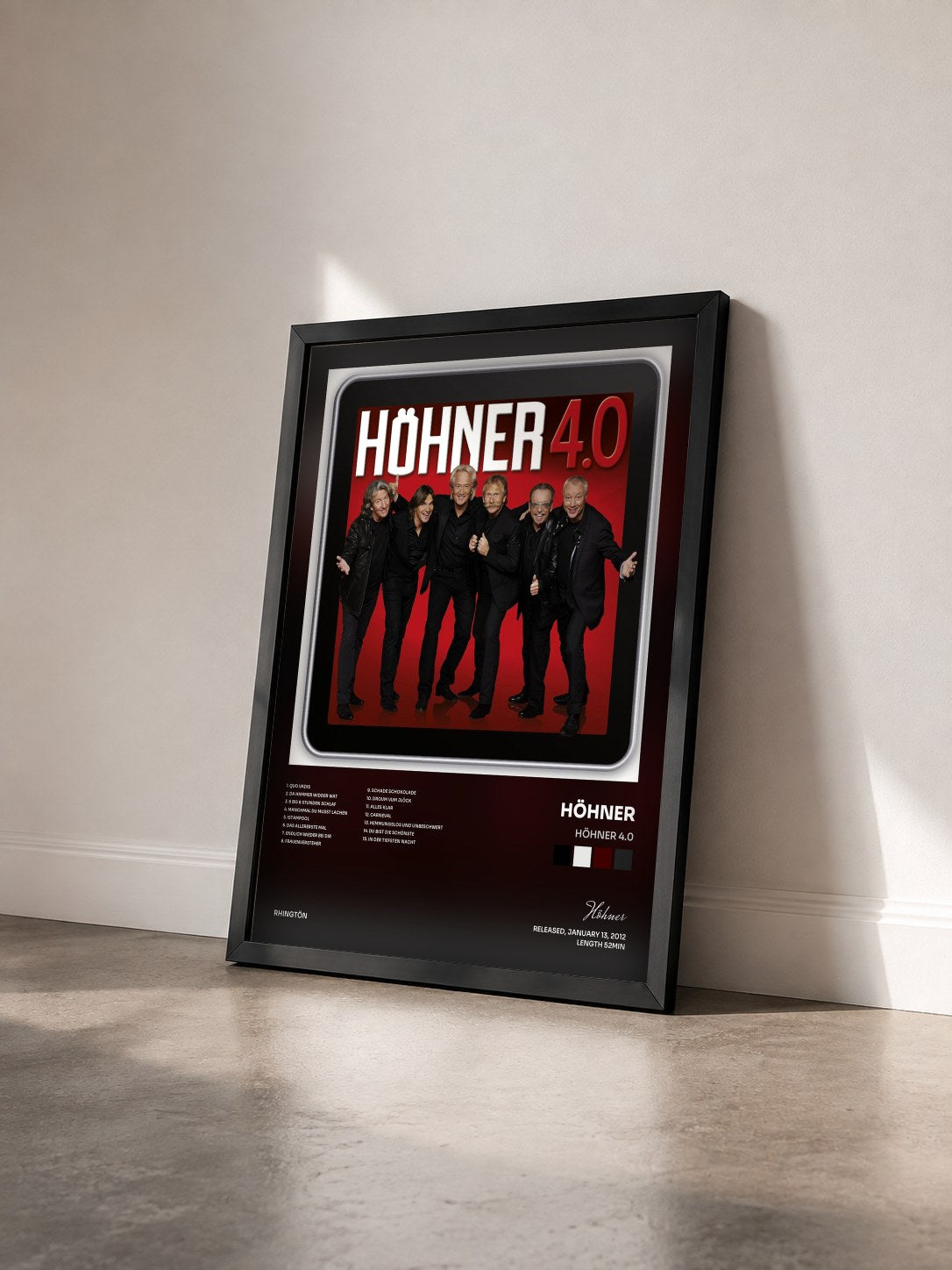 #noir Tableau de l'album Höhner 4.0 de Höhner vu de trois quarts, cadre noir