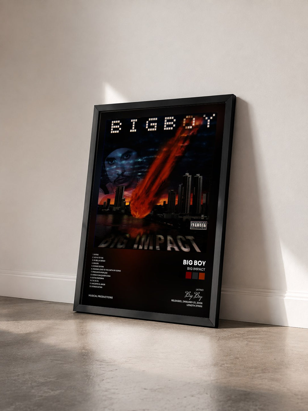 #noir Tableau de l'album Big Impact de Big Boy vu de trois quarts, cadre noir