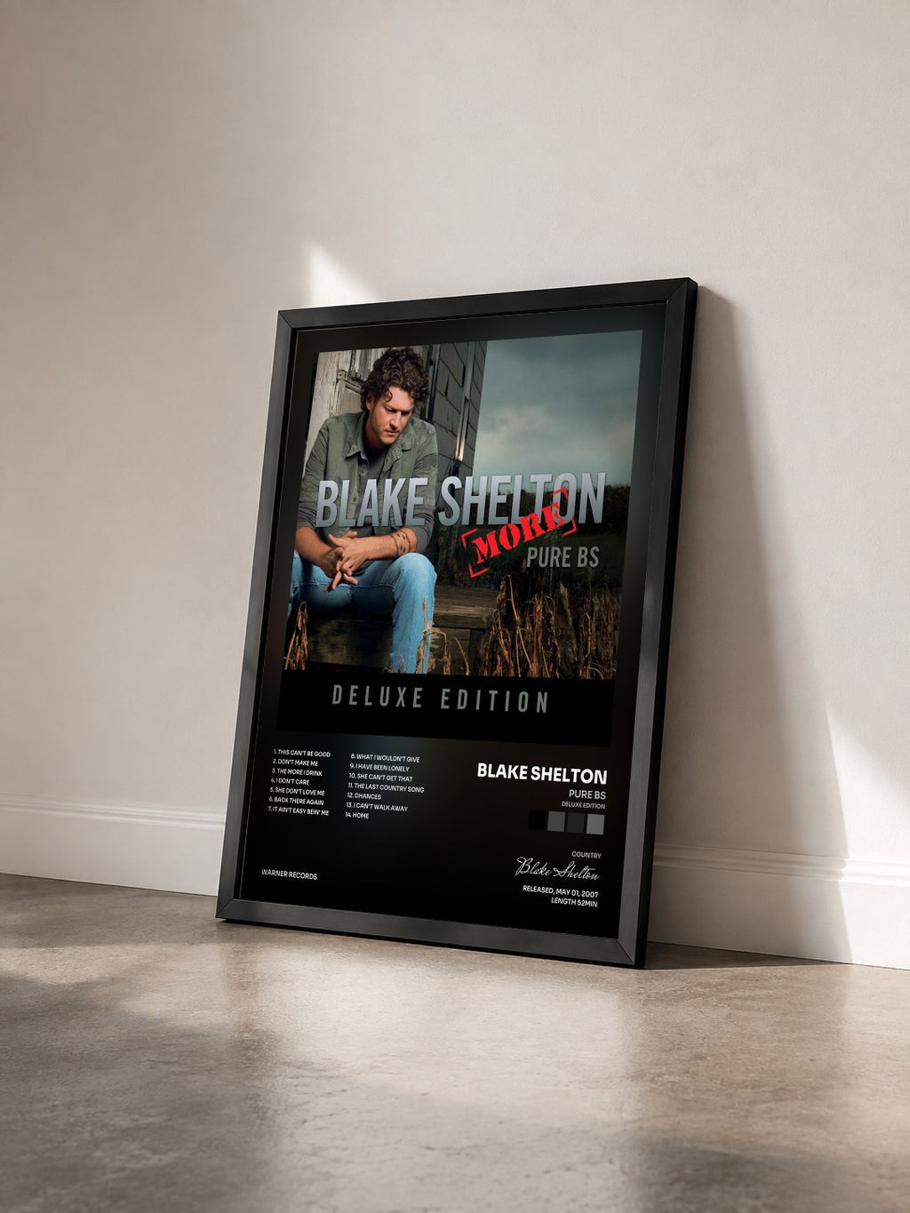 #noir Tableau de l'album Pure BS (Deluxe Edition) de Blake Shelton vu de trois quarts, cadre noir