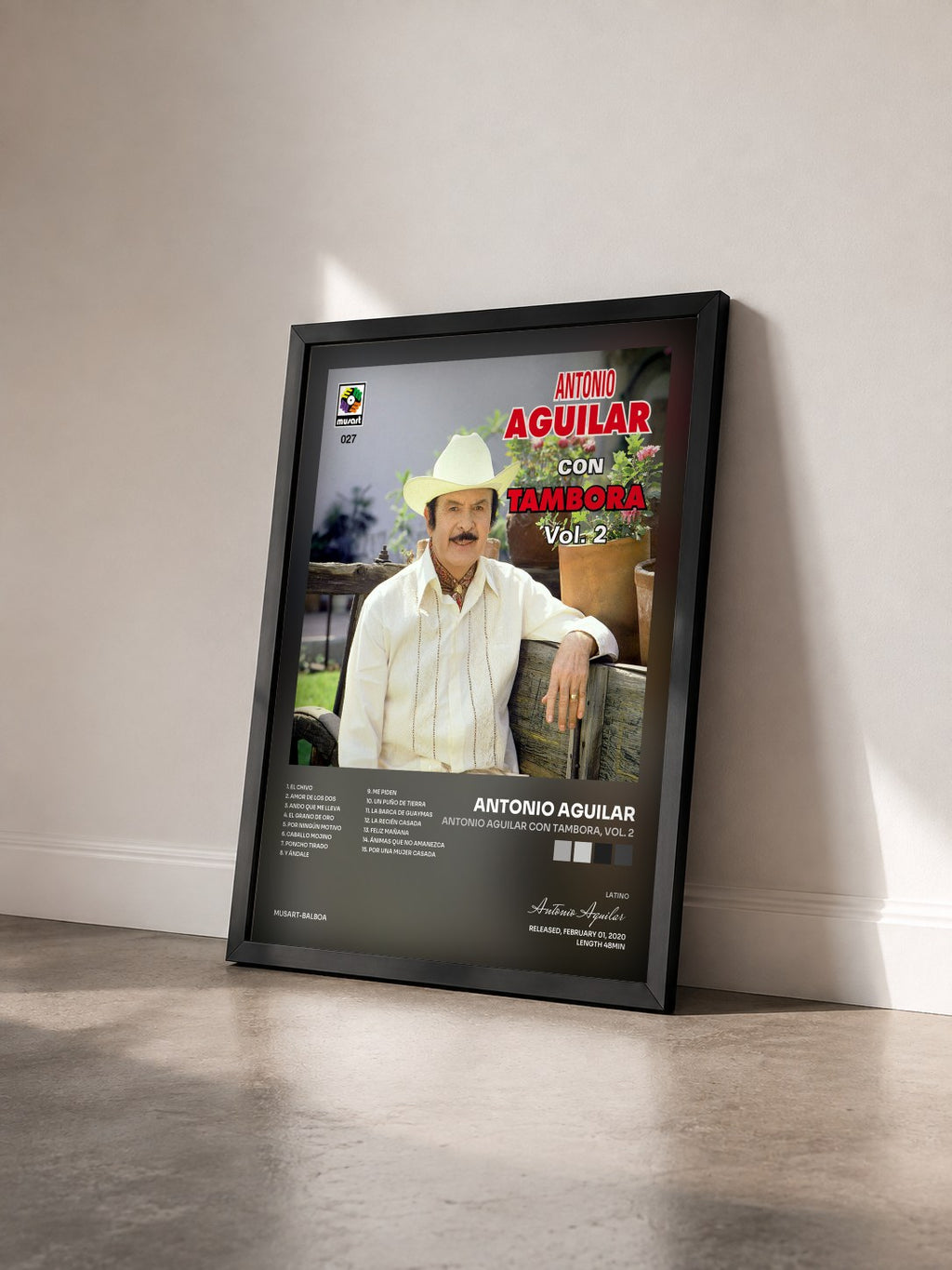 #noir Antonio Aguilar Con Tambora, Vol. 2 di Antonio Aguilar in stampa incorniciata vista di tre quarti, cornice nera