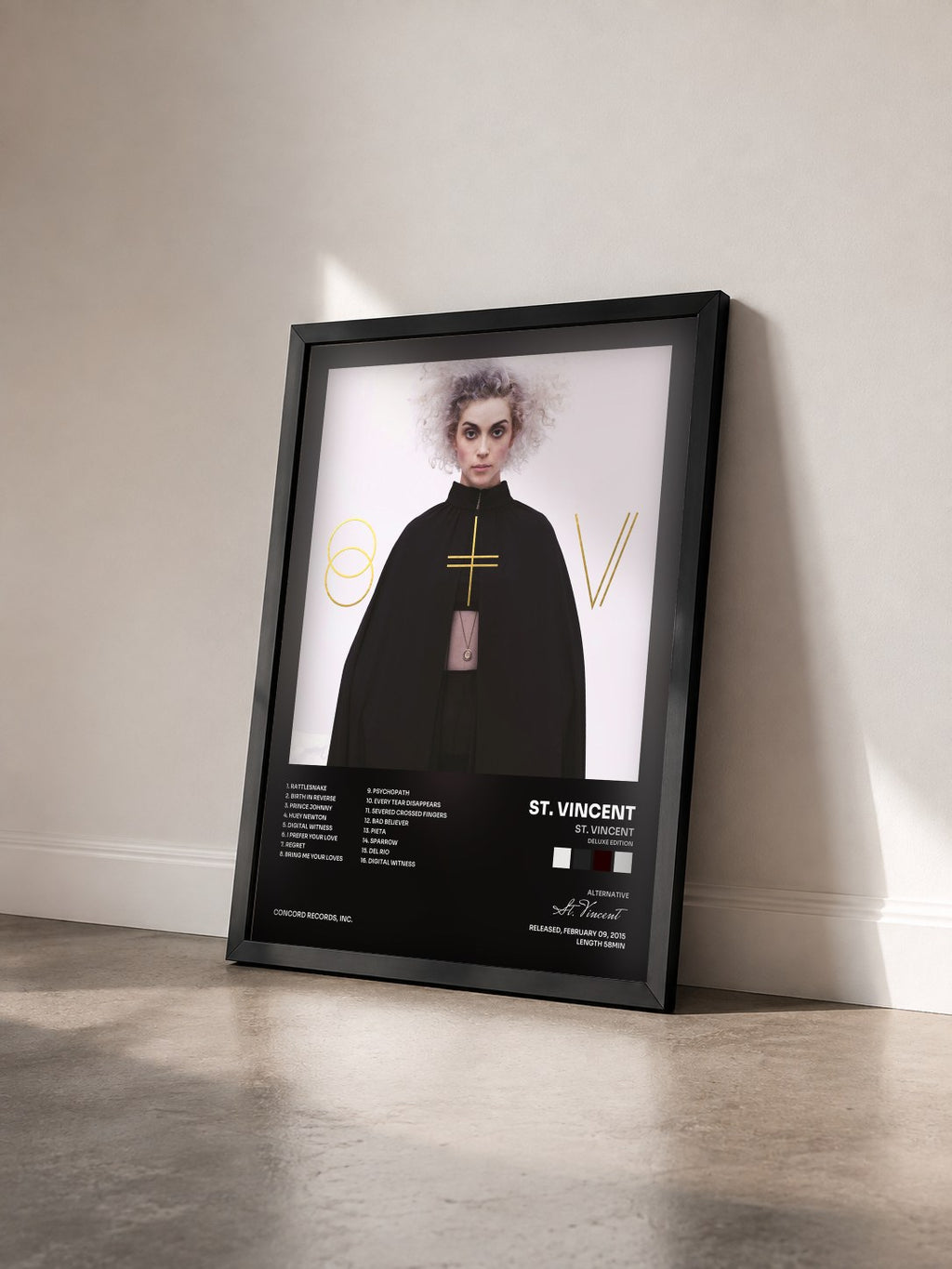 #noir Tableau de l'album St. Vincent (Deluxe Edition) de St. Vincent vu de trois quarts, cadre noir
