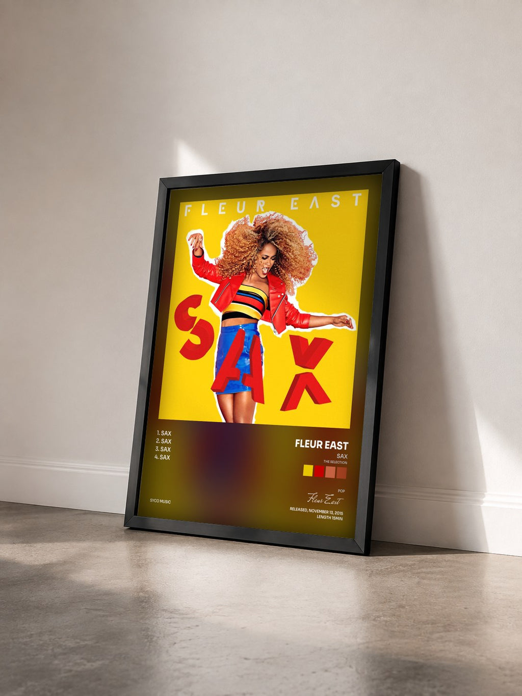 #noir Tableau de l'album Sax (The Selection) de Fleur East vu de trois quarts, cadre noir