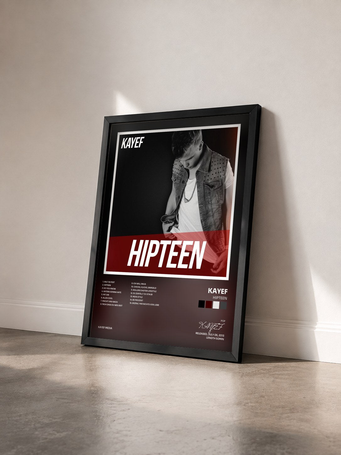 #noir Tableau de l'album Hipteen de KAYEF vu de trois quarts, cadre noir
