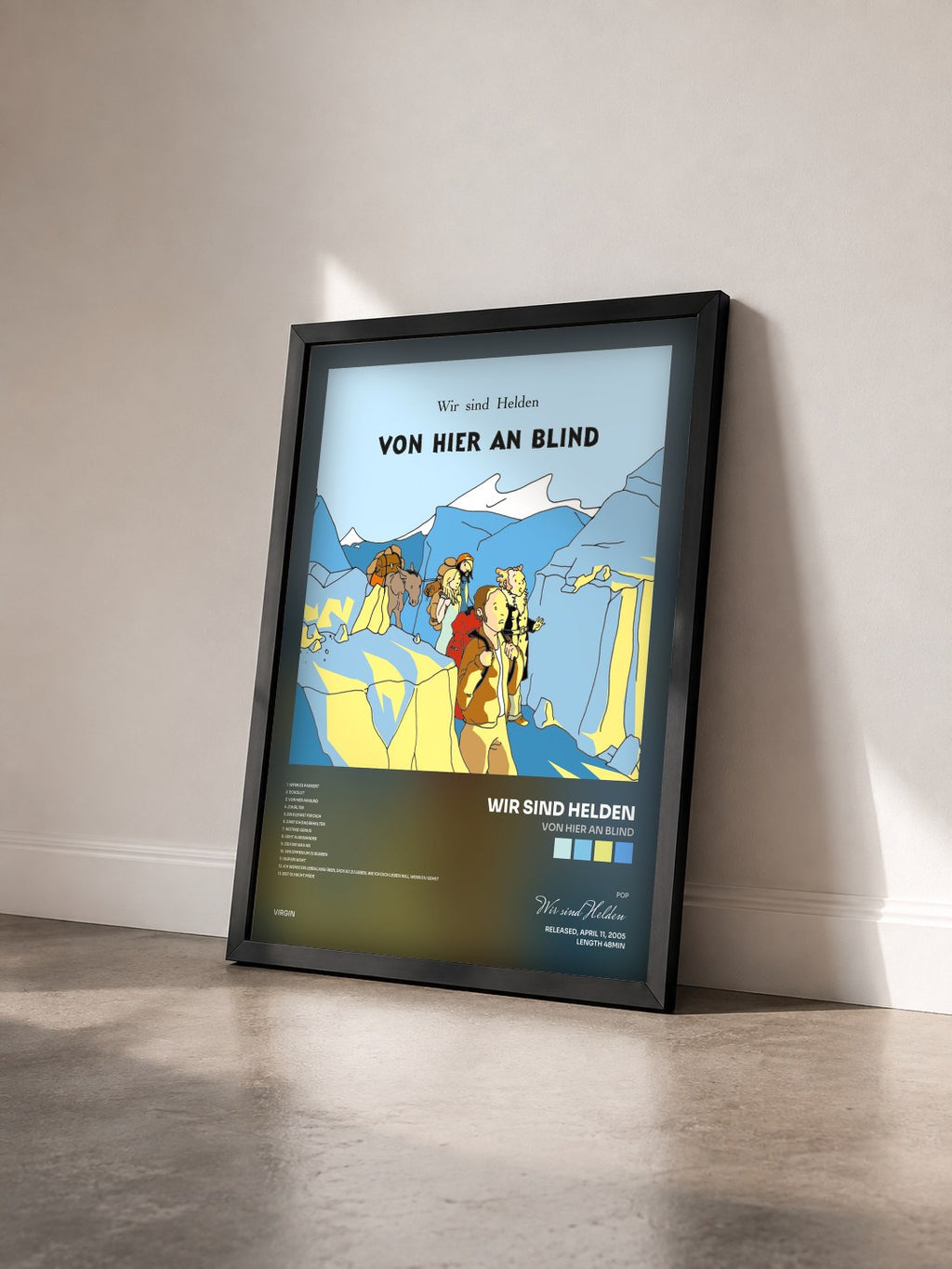 #noir Tableau de l'album Von hier an blind de Wir sind Helden vu de trois quarts, cadre noir