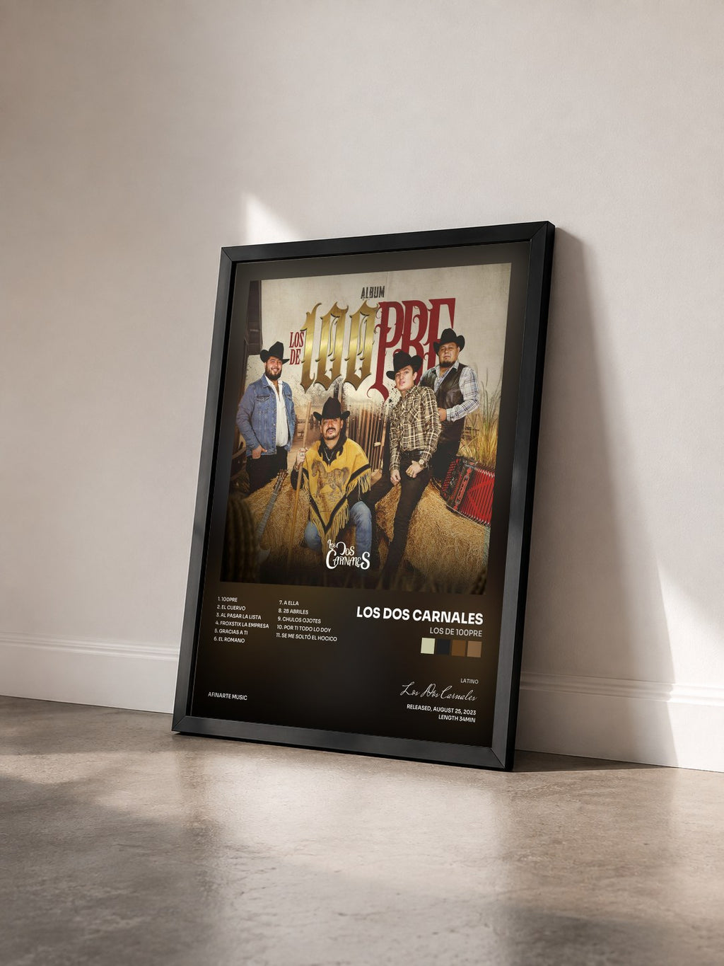 #noir Tableau de l'album Los de 100pre de Los Dos Carnales vu de trois quarts, cadre noir