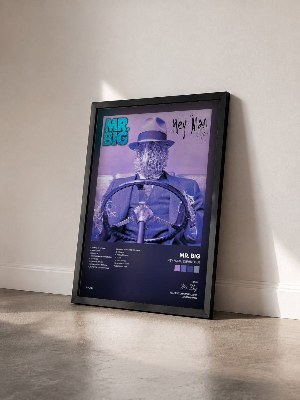 #noir Tableau de l'album Hey Man [Expanded] de Mr. Big vu de trois quarts, cadre noir