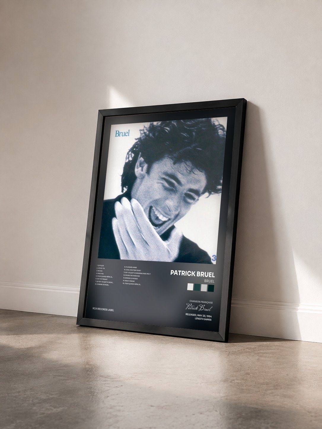#noir Tableau de l'album Bruel de Patrick Bruel vu de trois quarts, cadre noir