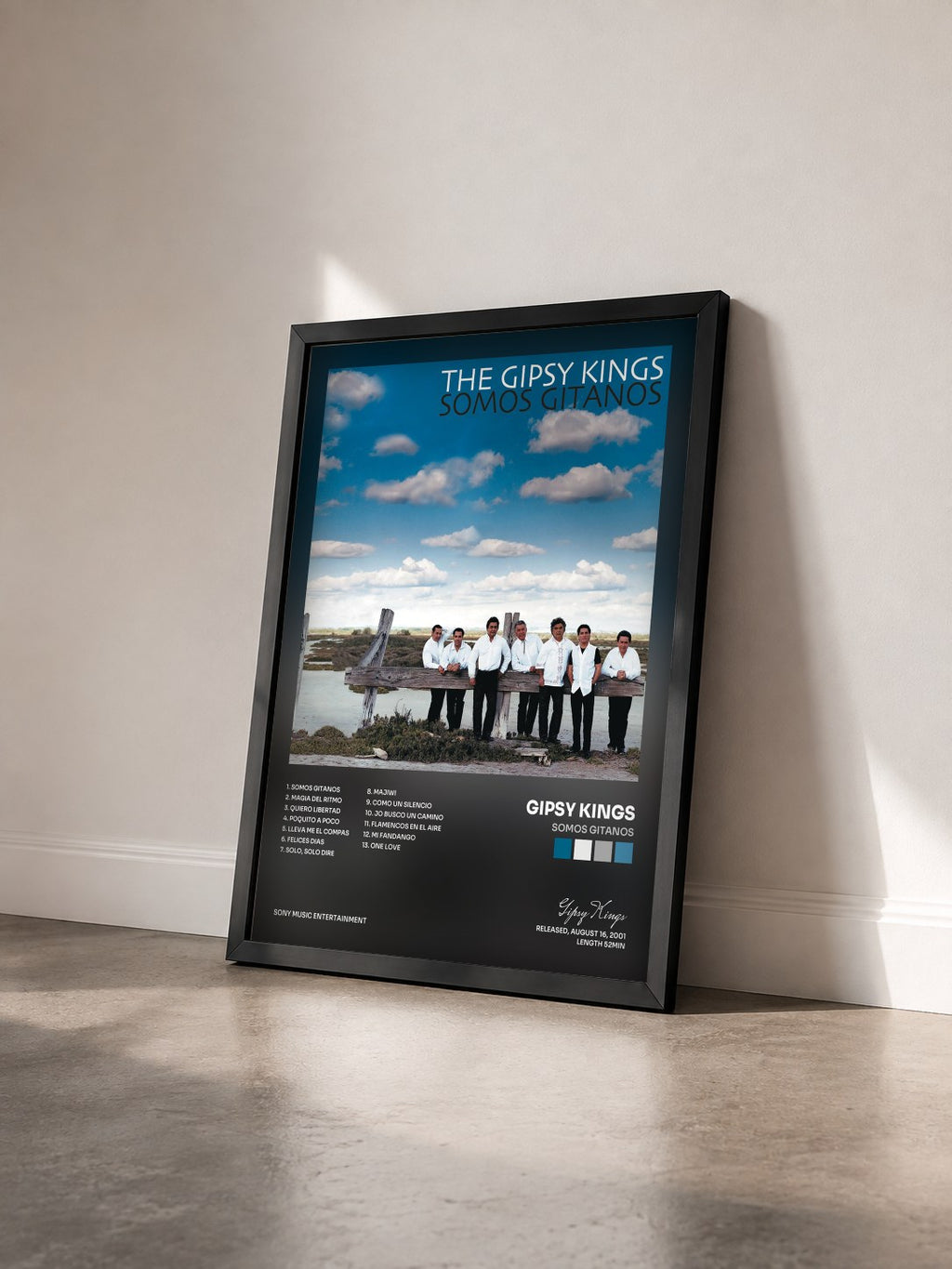 #noir Tableau de l'album Somos Gitanos de Gipsy Kings vu de trois quarts, cadre noir