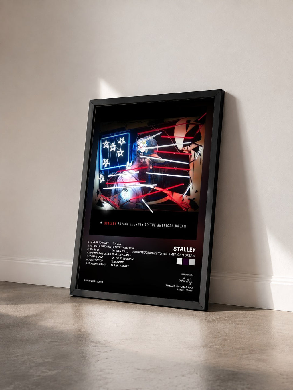 #noir Tableau de l'album Savage Journey to the American Dream de Stalley vu de trois quarts, cadre noir