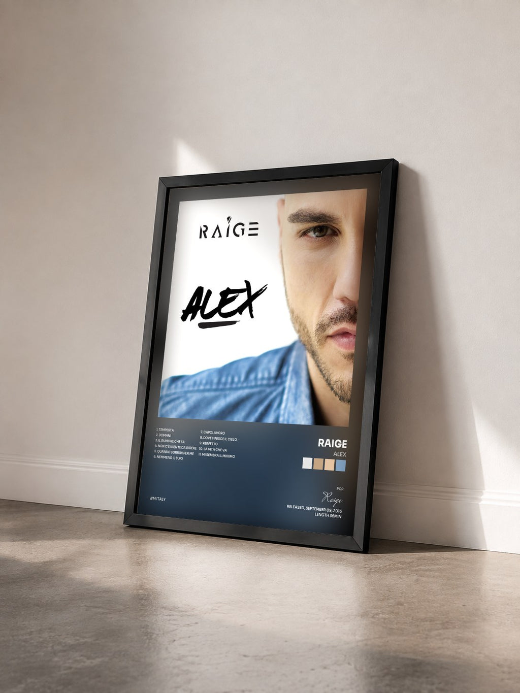 #noir Tableau de l'album Alex de Raige vu de trois quarts, cadre noir