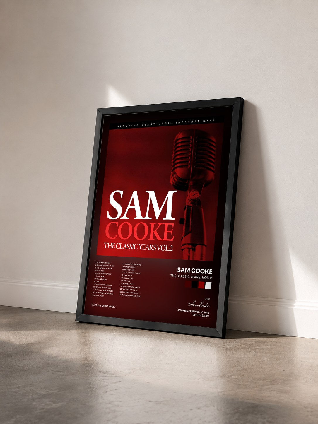 #noir Tableau de l'album The Classic Years, Vol. 2 de Sam Cooke vu de trois quarts, cadre noir