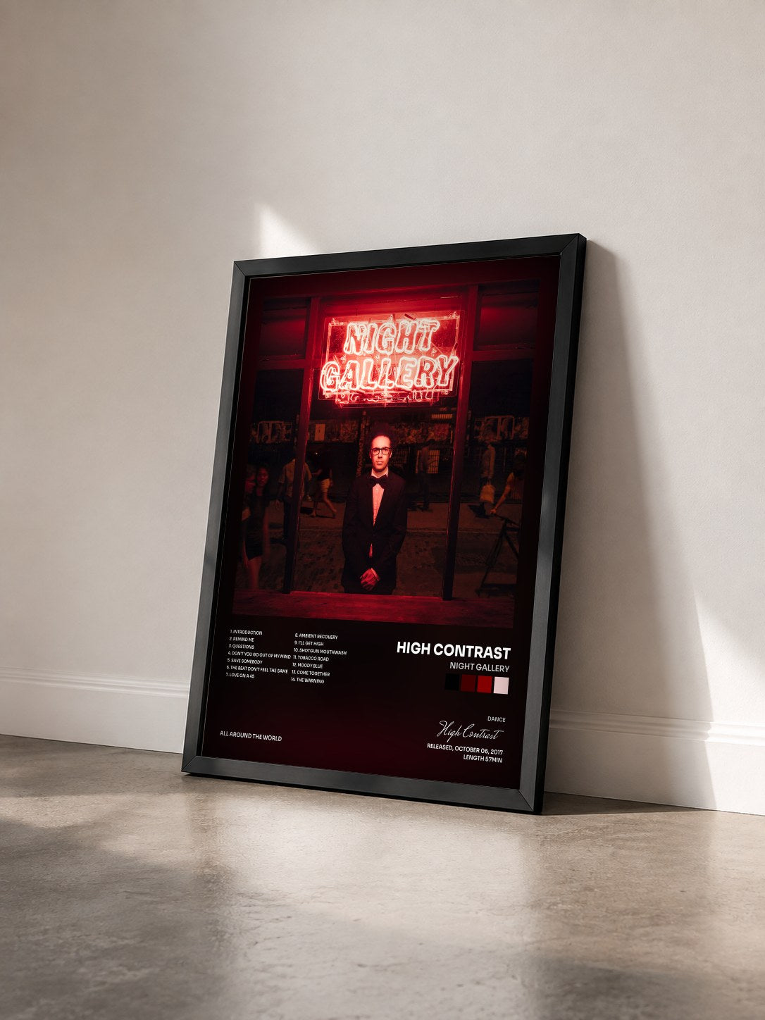#noir Tableau de l'album Night Gallery de High Contrast vu de trois quarts, cadre noir